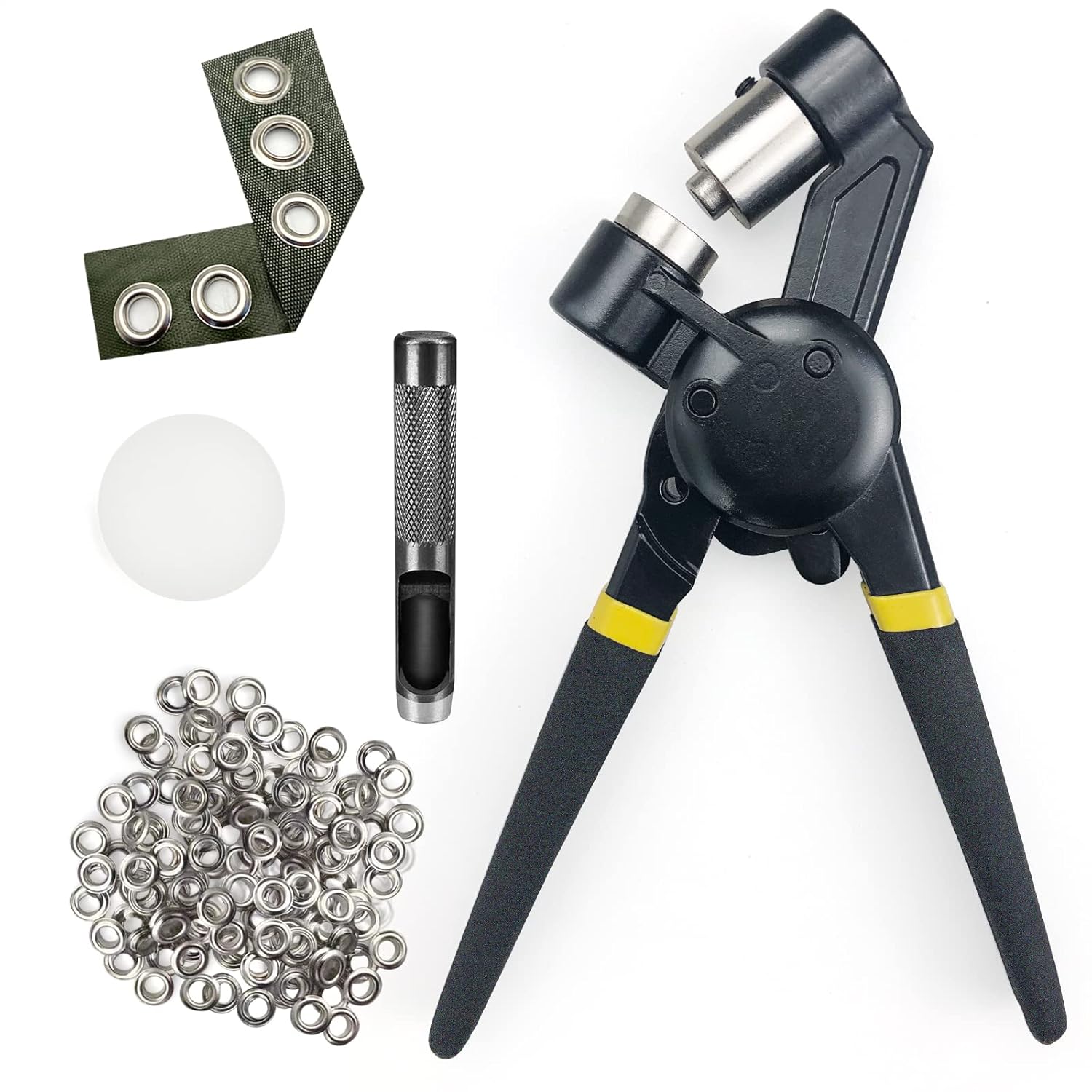 【Upgraded Version】Grommet Tool Kit,Handheld 3/8 inch Eyelet Kit Manual Grommet Press Machine with 500 pcs 10 mm Grommets
