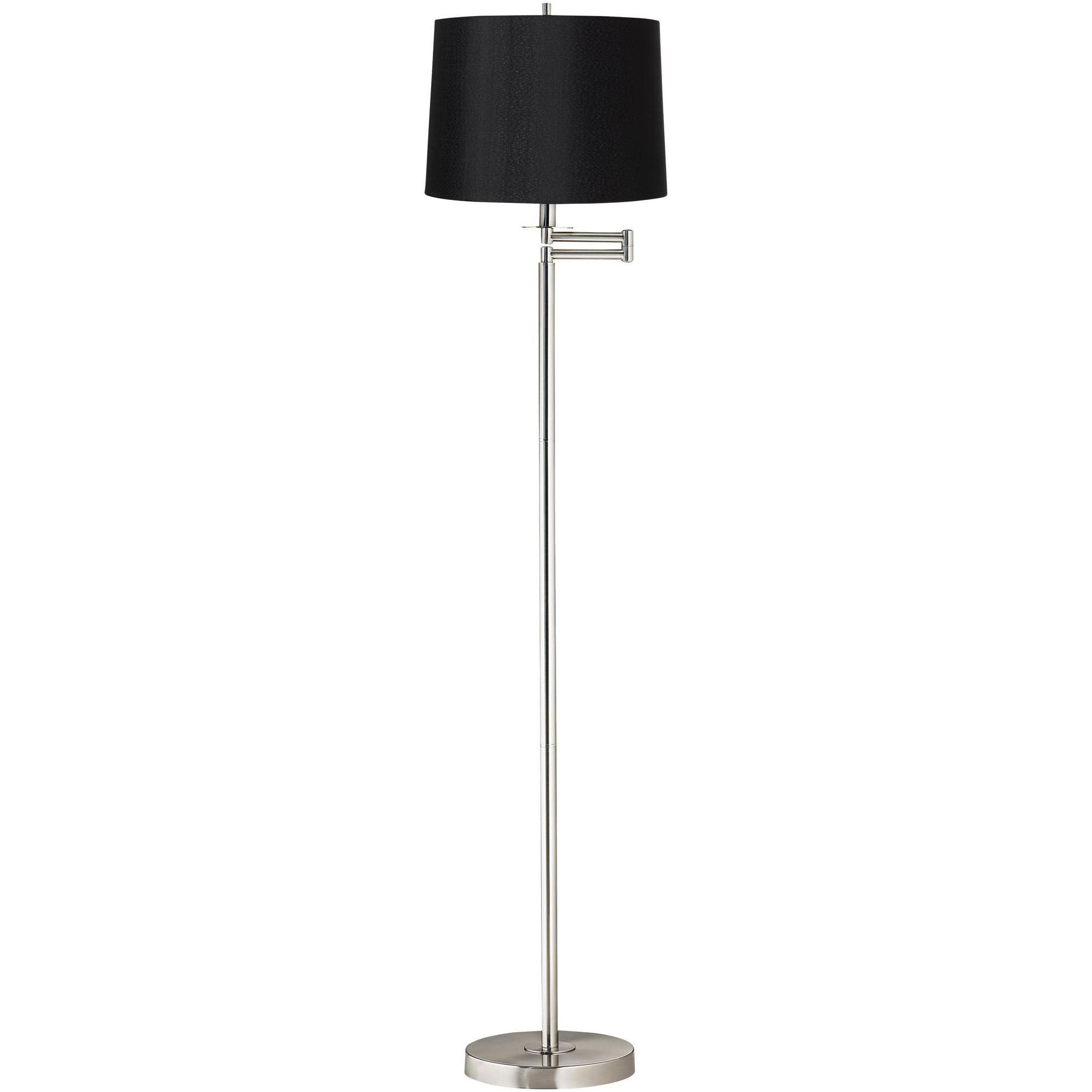 360 Lighting Black Drum Brushed Nickel Swing Arm Floor Lamp