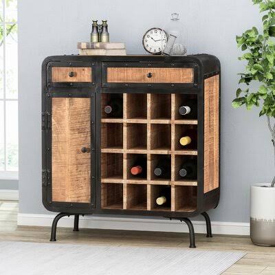 Robert Modern Industrial Mango Wood Wine Rack Home Loft Concepts