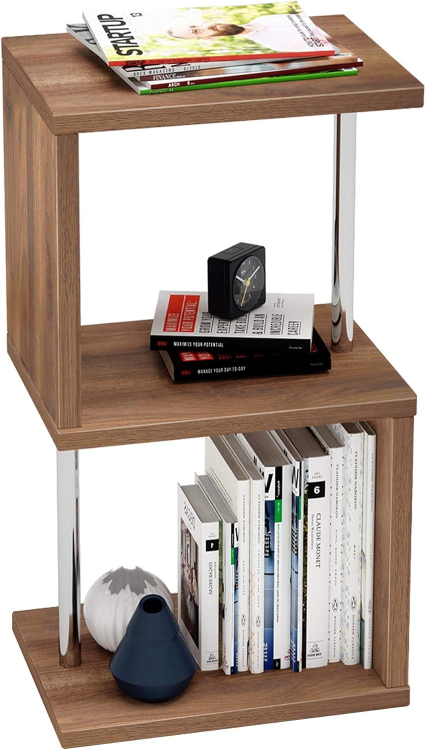 Bestier 5-Tier Geometric Bookcase, Bookcases Storage Shelves, Modern Ladder Bookshelf Organizer Shelving Unit, Display Rack with Stable Steel Frame, for Living Room Bedroom Home Office, Oak