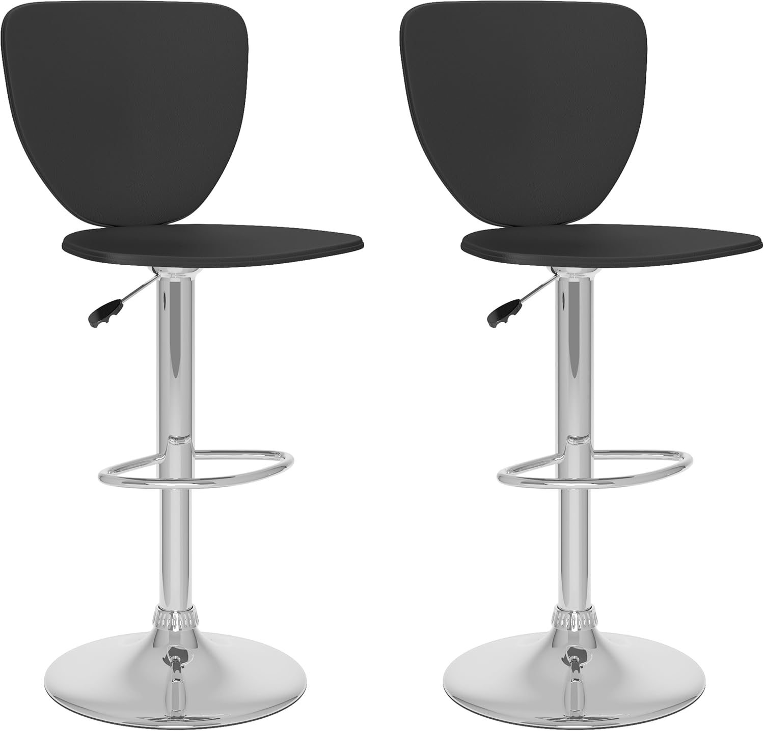 CorLiving High Back Adjustable Bar Stool, Black Leatherette, Set of 2