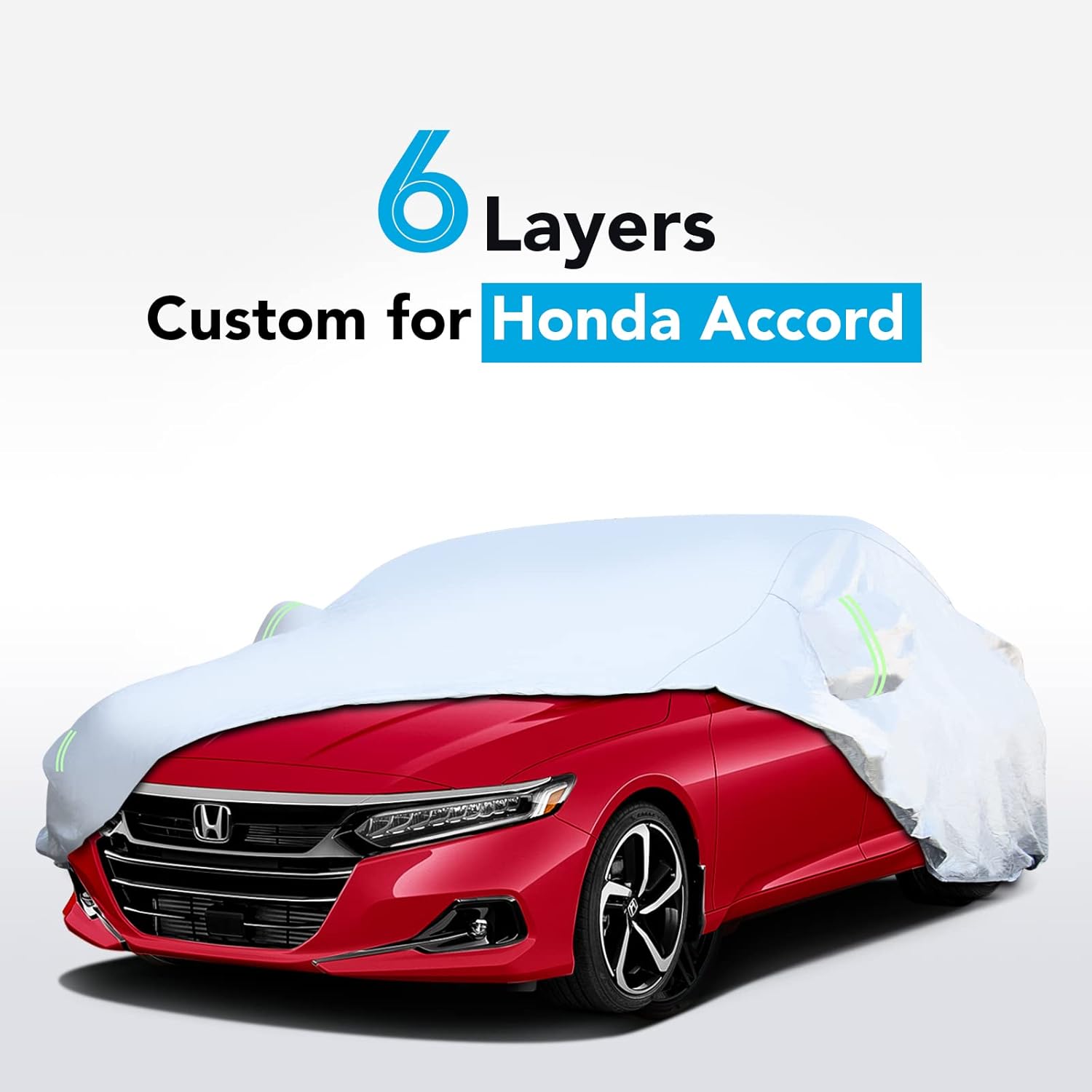 Car Cover Compatible with Honda Accord 2022 2021 2020 2019 2018 6 Layers All Weather Waterproof Sun Rain UV Dust Protection Outdoor Full Exterior Covers with Zipper