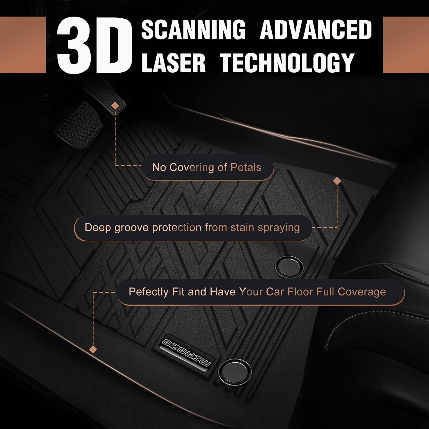 MIROZO Floor Mats Fit for 2015-2021 Ford Mustang Convertible/ Coupe,2022 Ford Mustang Mach-E,TPE Custom Car Floor Mats Front & 2nd Row Full Coverage Floor Liners