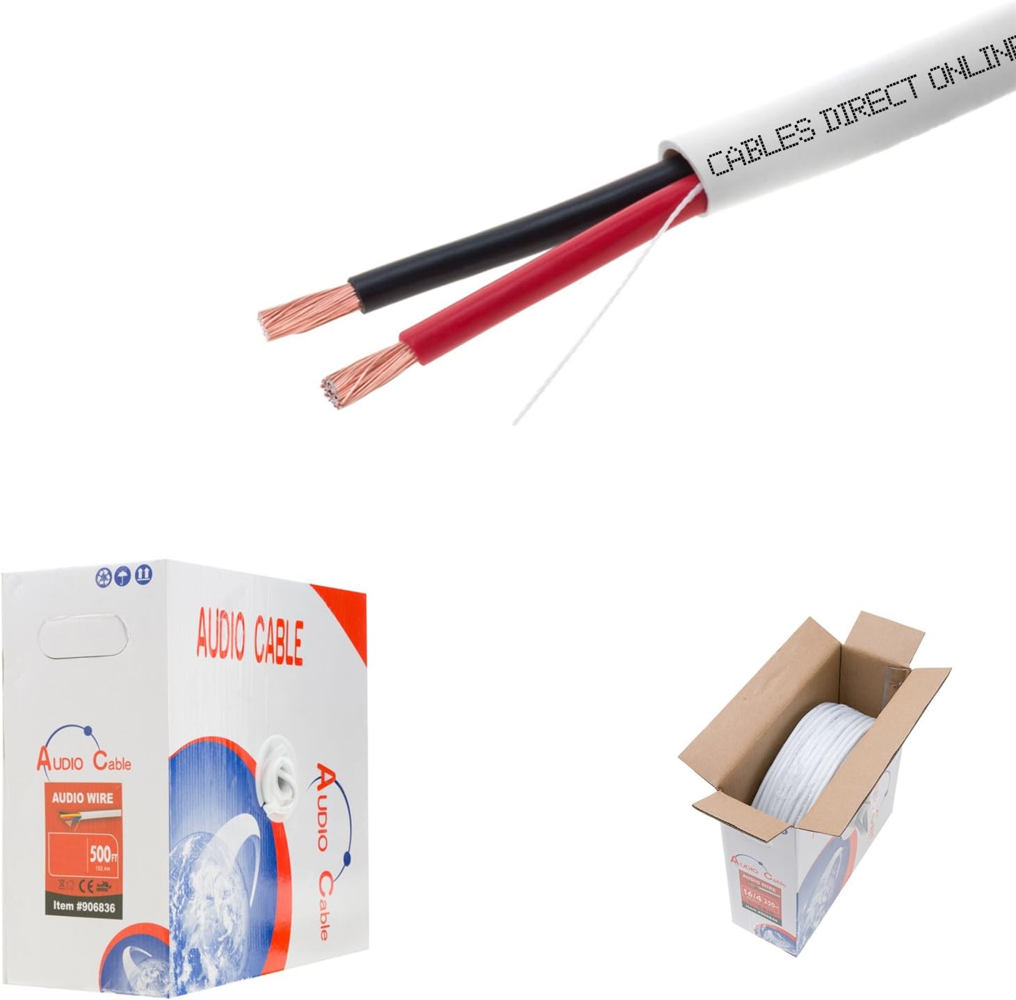 250ft 12AWG 2 Conductors (12/2) CL2 Rated Loud Speaker Cable Wire, Pull Box (for in-Wall Installation) (12AWG / 2 Conductors, 250ft) Pack of 2