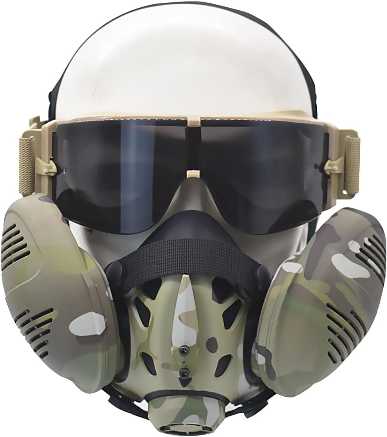 Cool Half Face Masks Tactical Mask with Tactical Goggles Lower Face Airsoft Mask Pack of 2