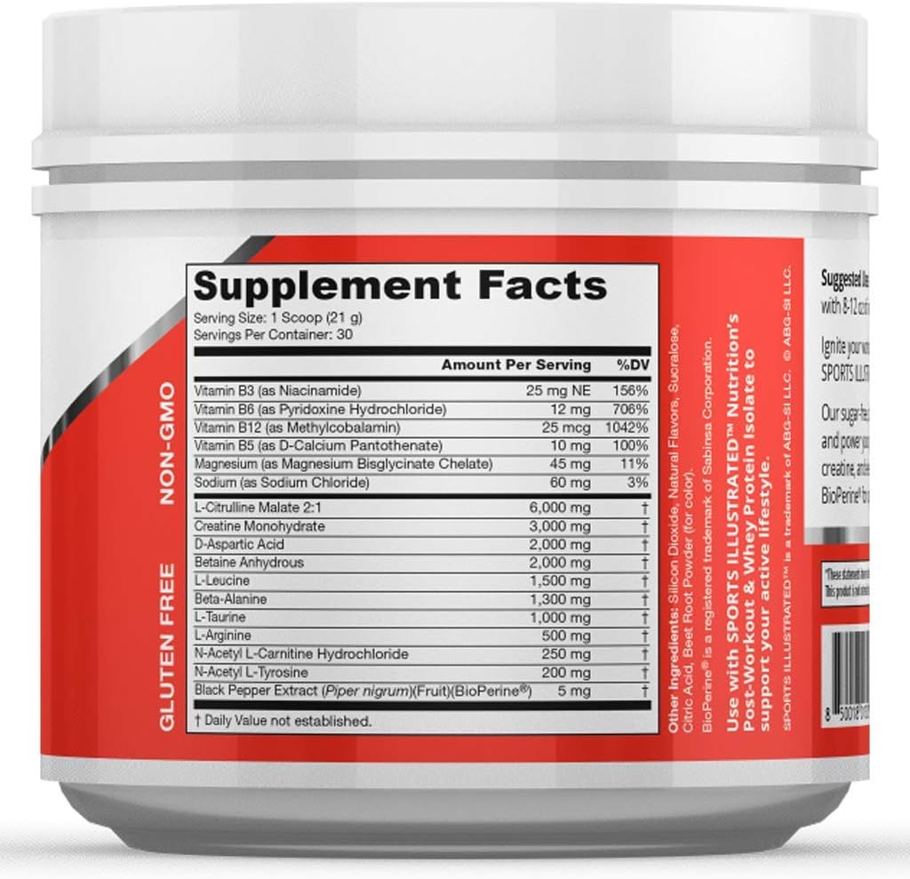 Sports Illustrated Nutrition Pre-Workout Powder with Creatine - Pink Lemonade Pre Workout - Electrolytes, BCAA Amino Acids, B Vitamins - Sugar Free No Caffeine Preworkout Powder Pack of 2