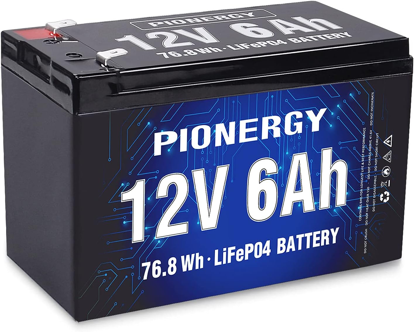 LiFePO4 Battery, Lithium Battery 4000+ Cycles Rechargeable Iron Phosphate Battery for RV, Solar Power and Backup Battery Low Self-Discharge and Light Weight with Built-In BMS (12.8V 6 Ah)