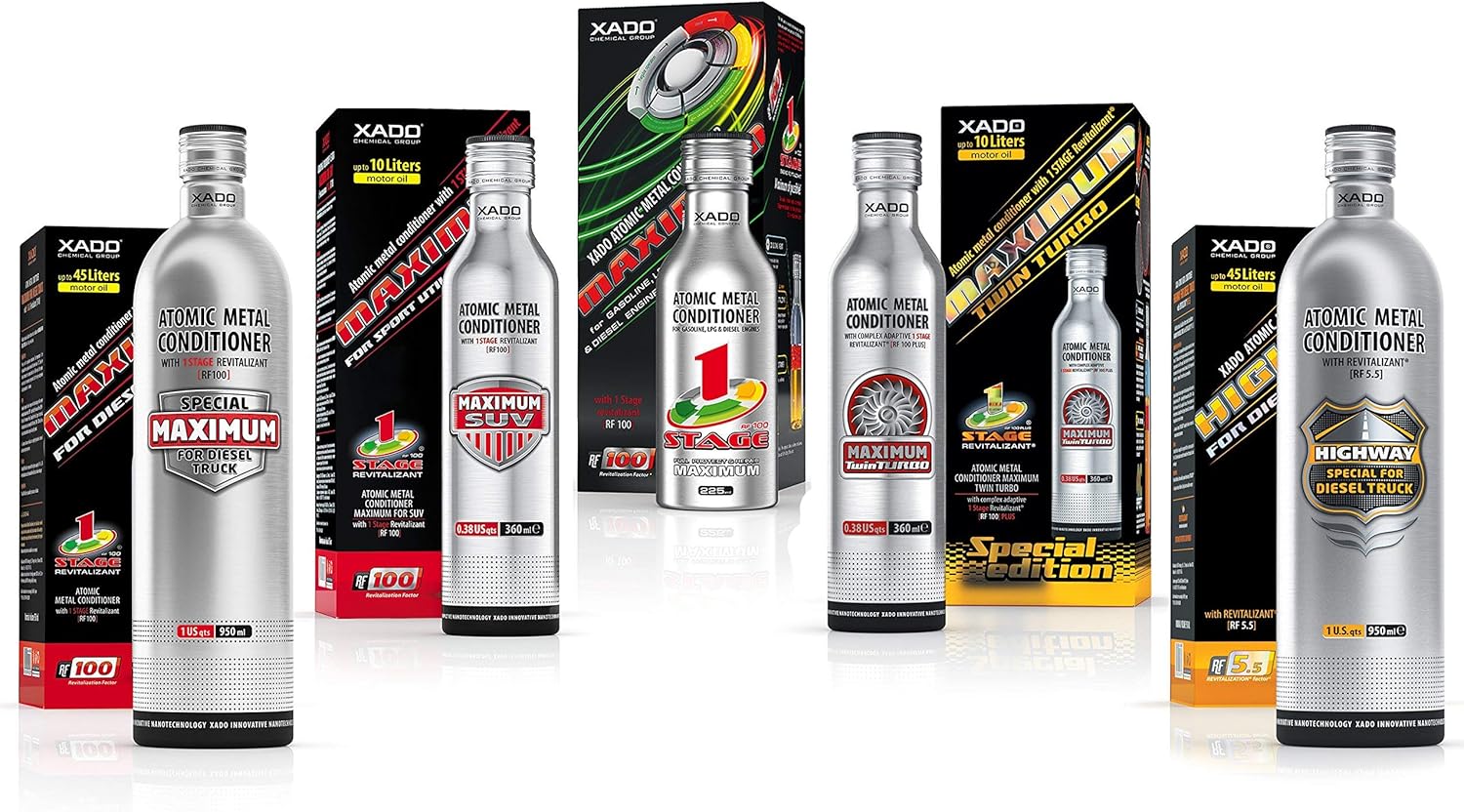 XADO Engine Oil additive - Protection for Engines - additive for wear Protection & rebuilding of Worn Metal Surfaces - Metal Conditioner w. Revitalizant 1Stage Maximum SUV (up to 10qt of Oil Capacity) Pack of 2