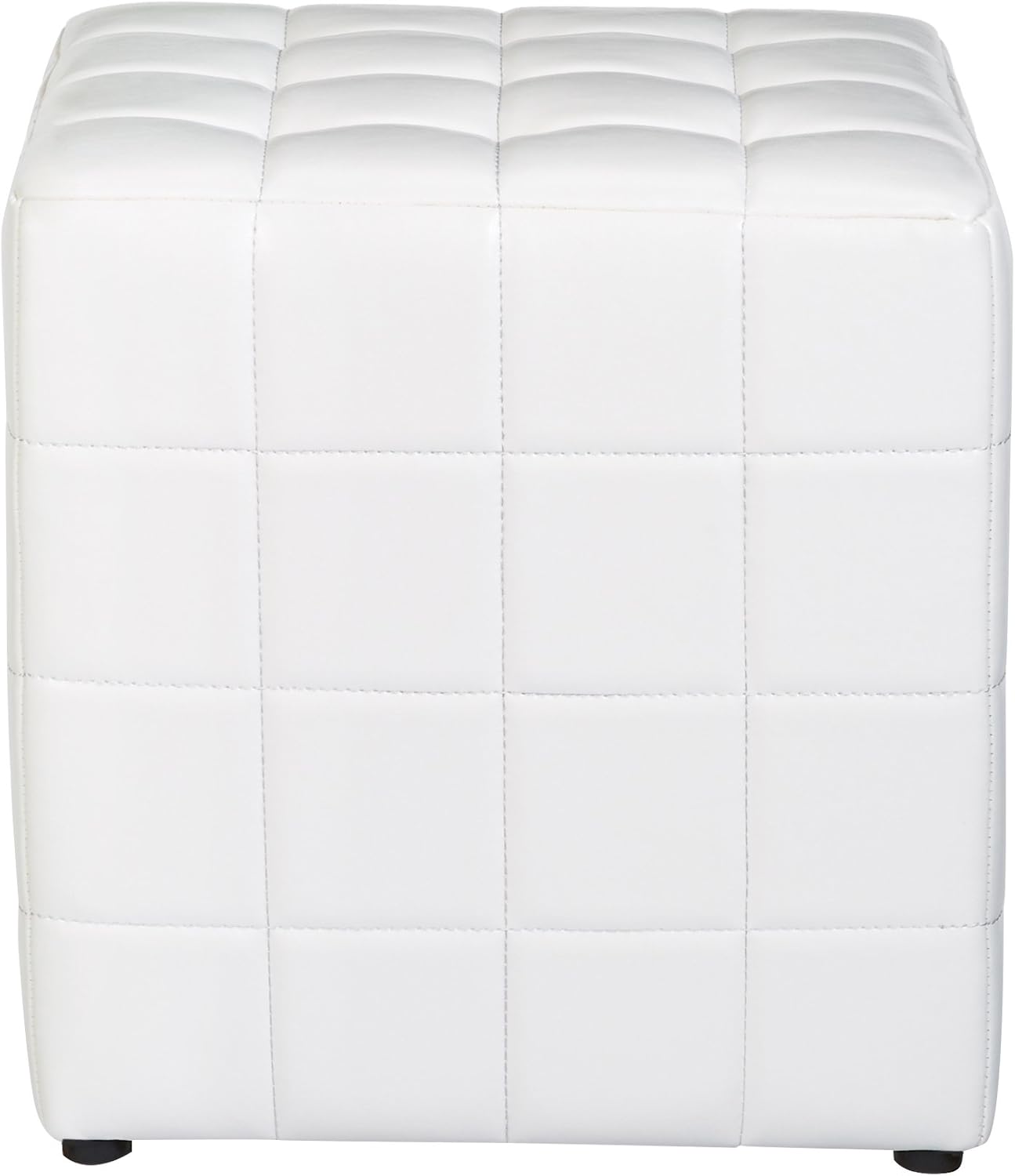 FIRST HILL FHW Altair Square Faux-Leather Ottoman - Moonlight White Pack of 2