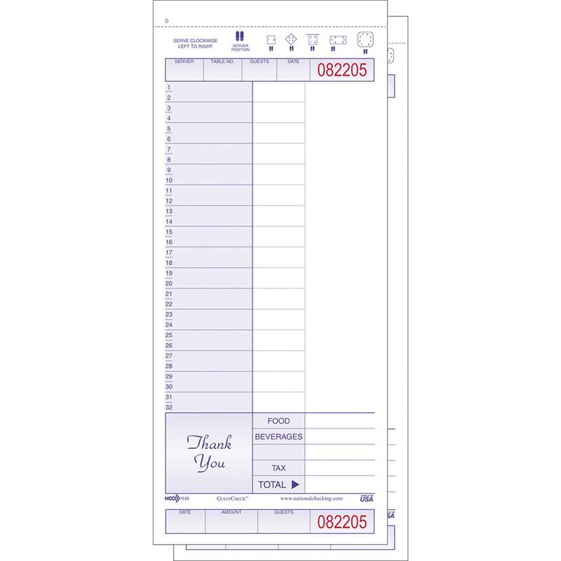 (price/pack)national Checking 948sw Guest Check Carbonless 2 Part Purple 1-2500 Each