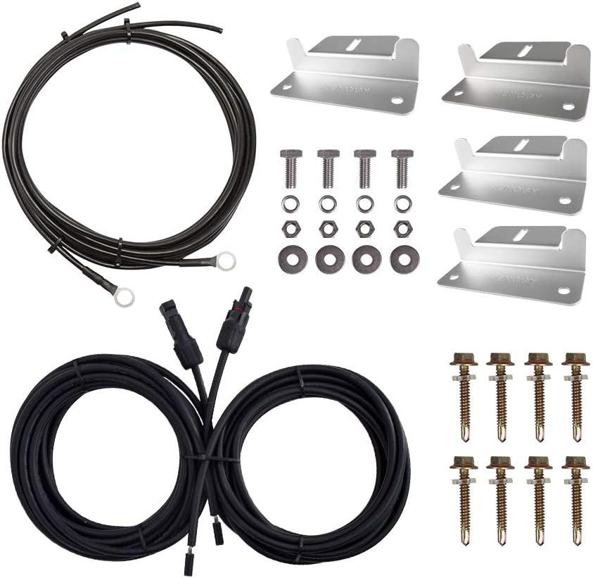 Renogy 100W System Acessory w/ 8Ft Tray Cable, 20Ft 10AWG Adaptor Kit, 1 Set of Z Brackets for Single Solar Panel