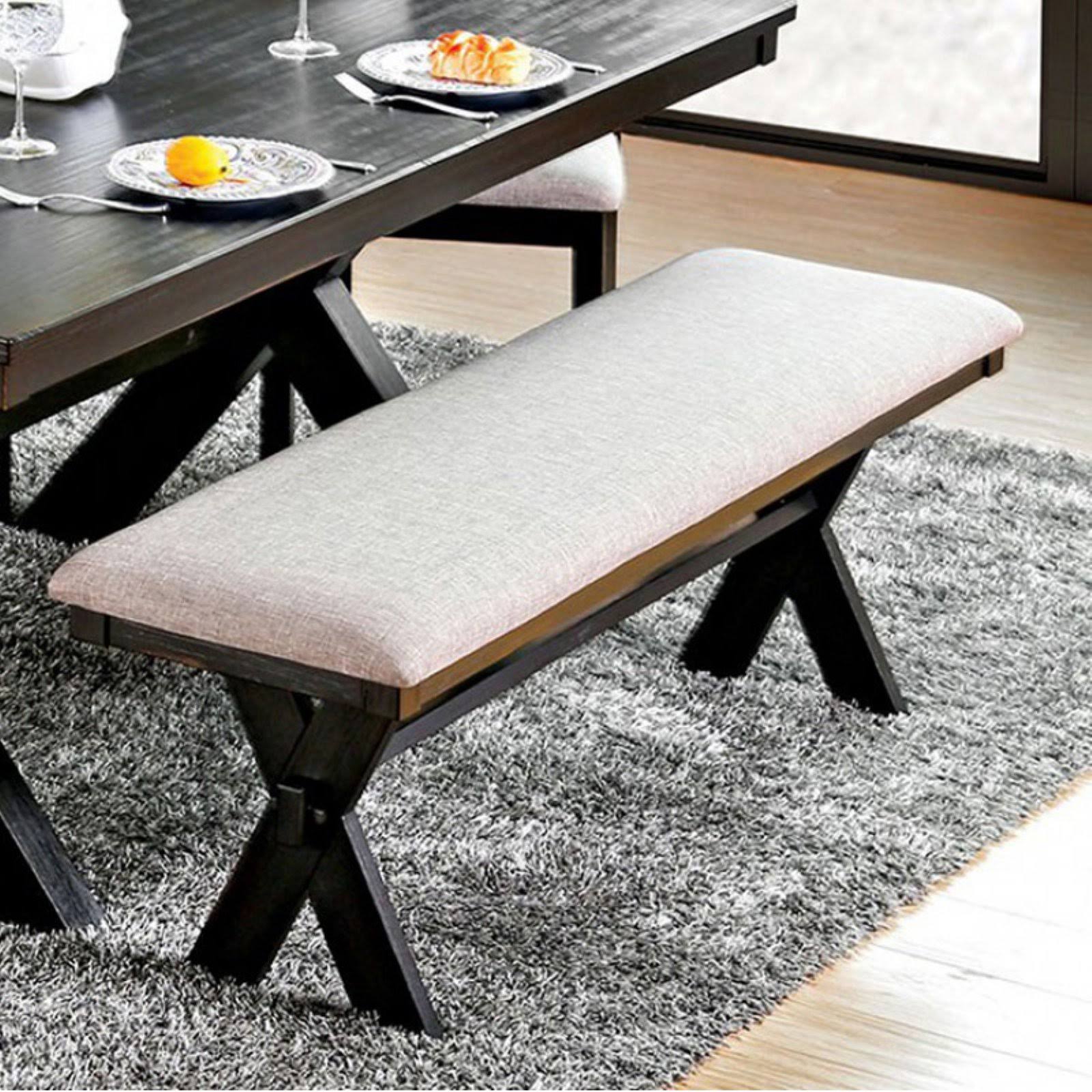 Benzara - Xanthe Transitional Bench, Brushed Black Finish