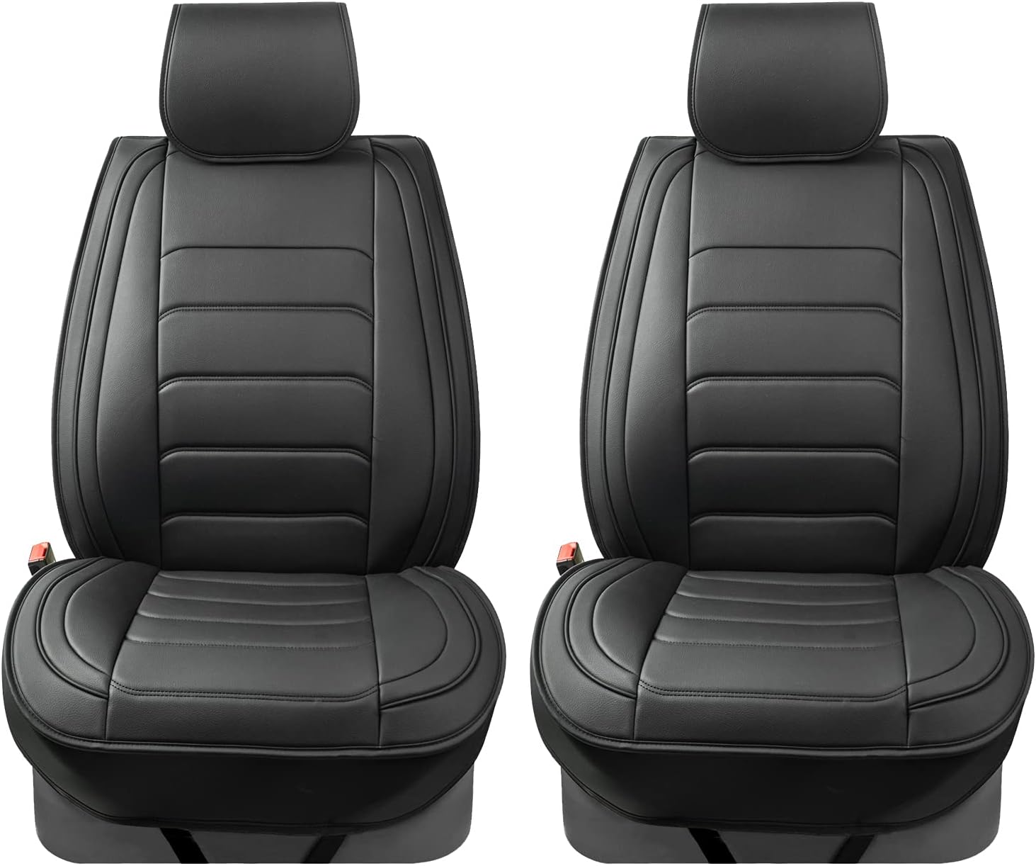 August Auto Universal fit Two Front Waterproof Leather Car Seat Covers ,Fit for Most Sedan SUV Truck (Black&Red)