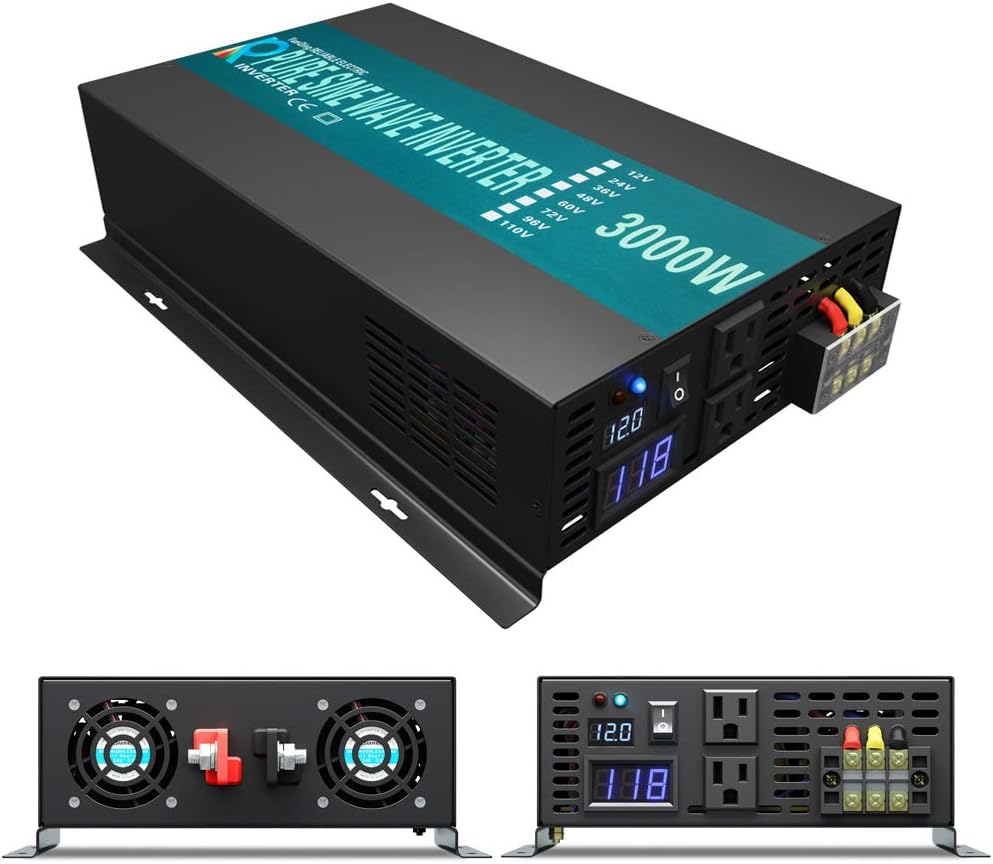 WZRELB RBP300012 3000W 12V 110~120V Pure Sine Wave Solar Power Inverter DC to AC System
