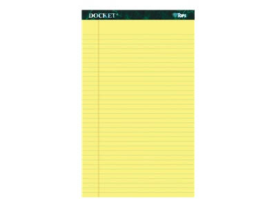 Tops Docket Notepads, 8.5 inch x 14 inch, Wide, Canary, 50 Sheets/Pad, 12 Pads/Pack (Top 63580)