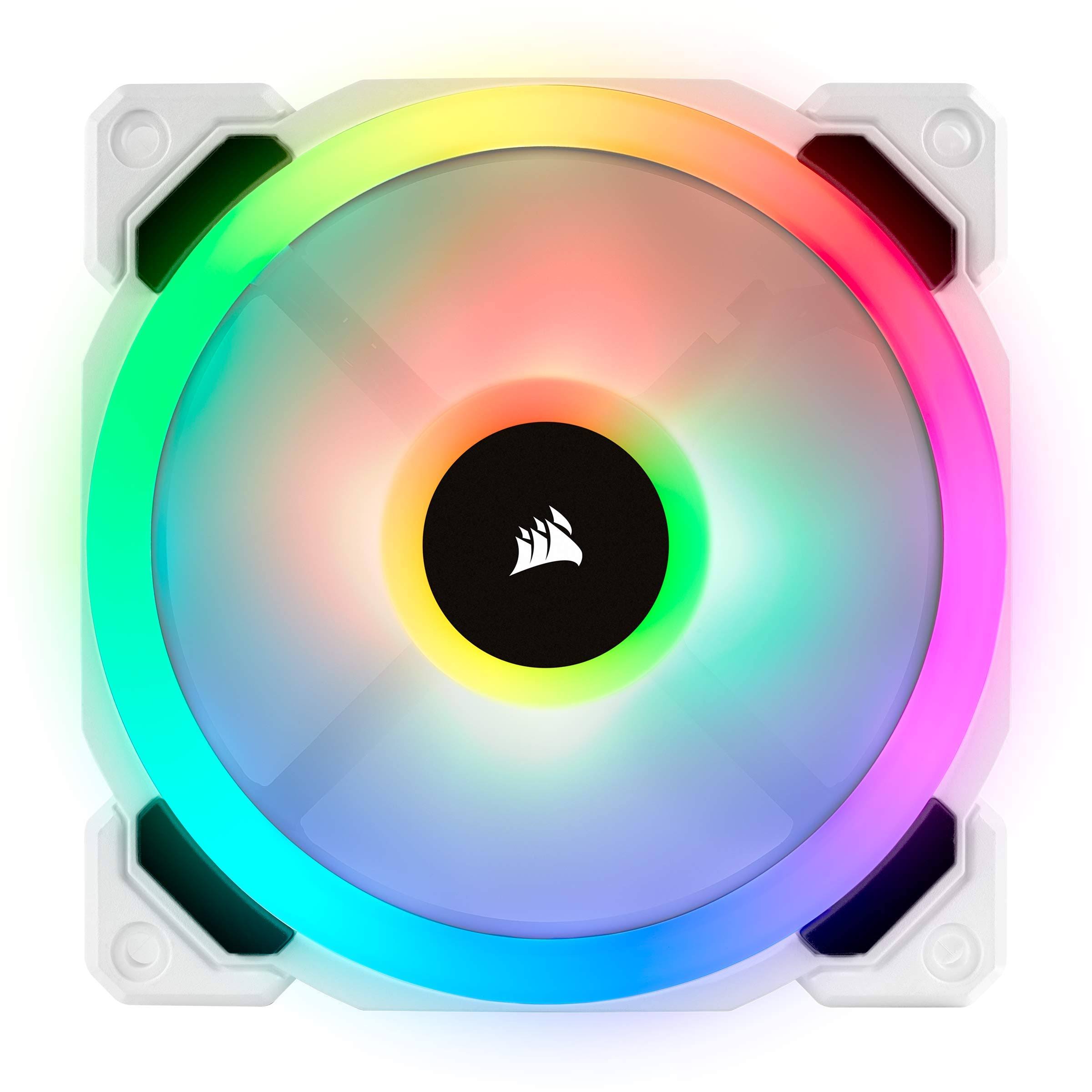 Corsair LL Series CO-9050092-WW LL120 RGB, 120mm Dual Light Loop RGB LED PWM Fan, 3 Fan Pack with Lighting Node Pro, WHITE.