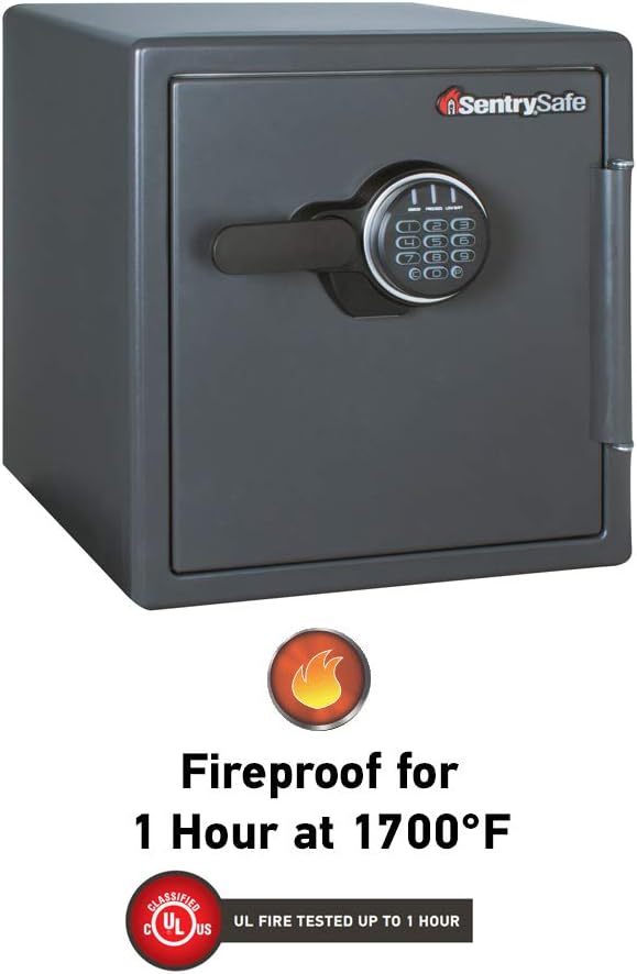 SentrySafe SF123ES Fireproof Safe with Digital Keypad 1.23 Cubic Feet, Black