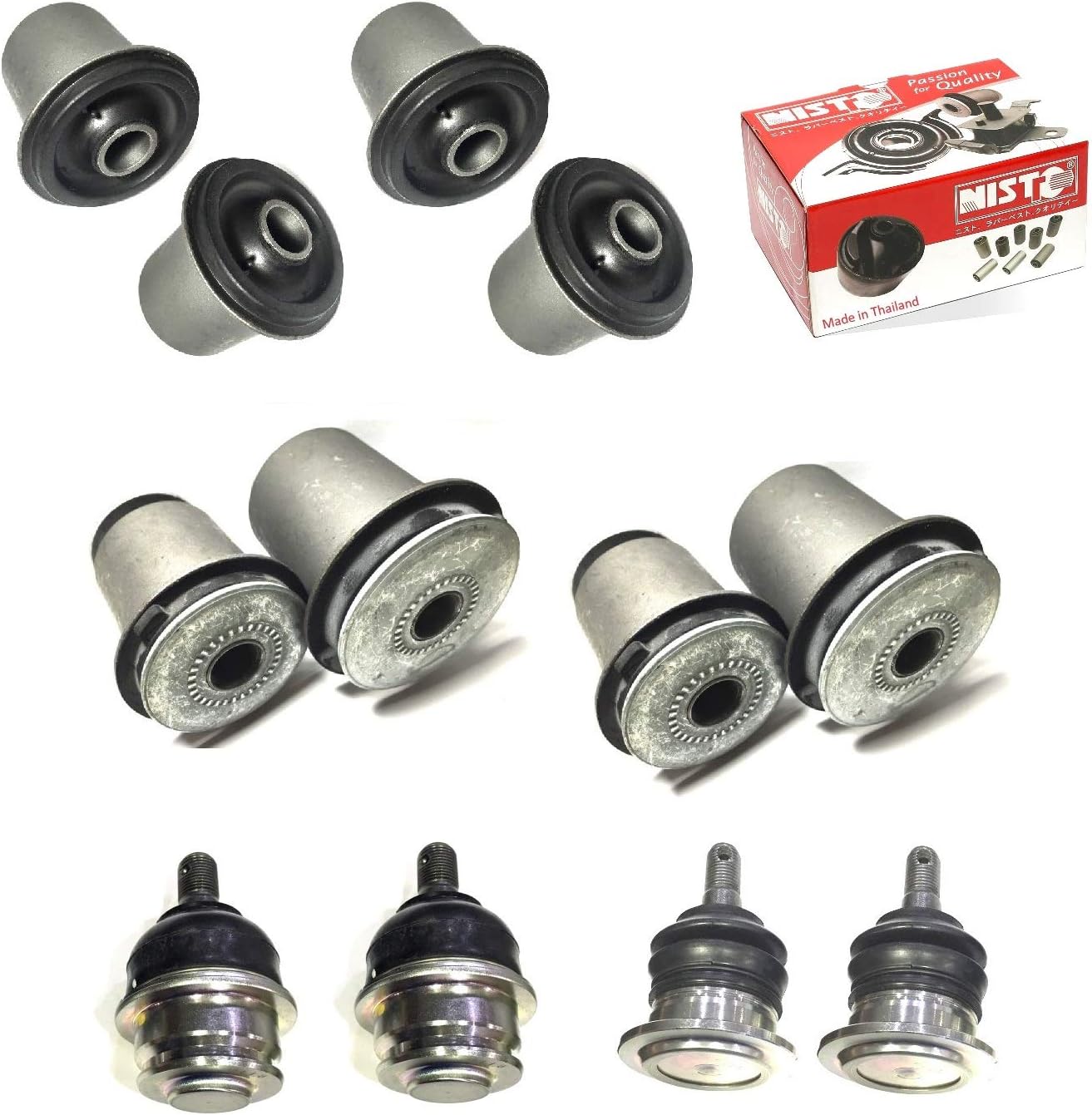 NISTO 8 Front Upper Lower Control Arm Bushing + 4 Ball Joint Compatible With Suitable For 2005-2014 Toyota Tacoma Hilux 4WD /2WD With Prerunner