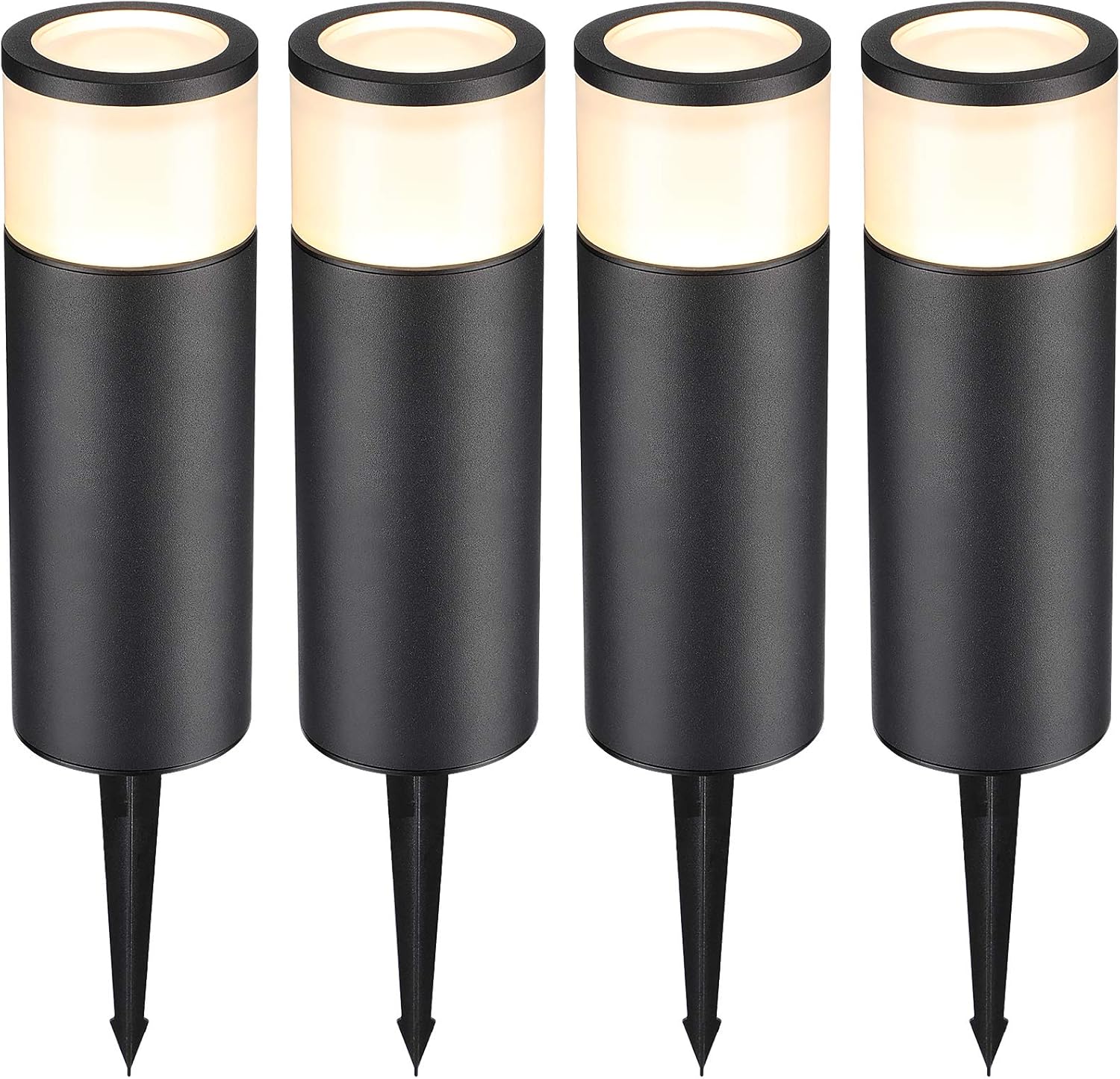 LEONLITE 5W Low Voltage Landscape Pathway Lights, 12V LED Bollard Path Lights Wired, Aluminum Housing, IP65 Waterproof, 3000K Warm White, Pack of 4