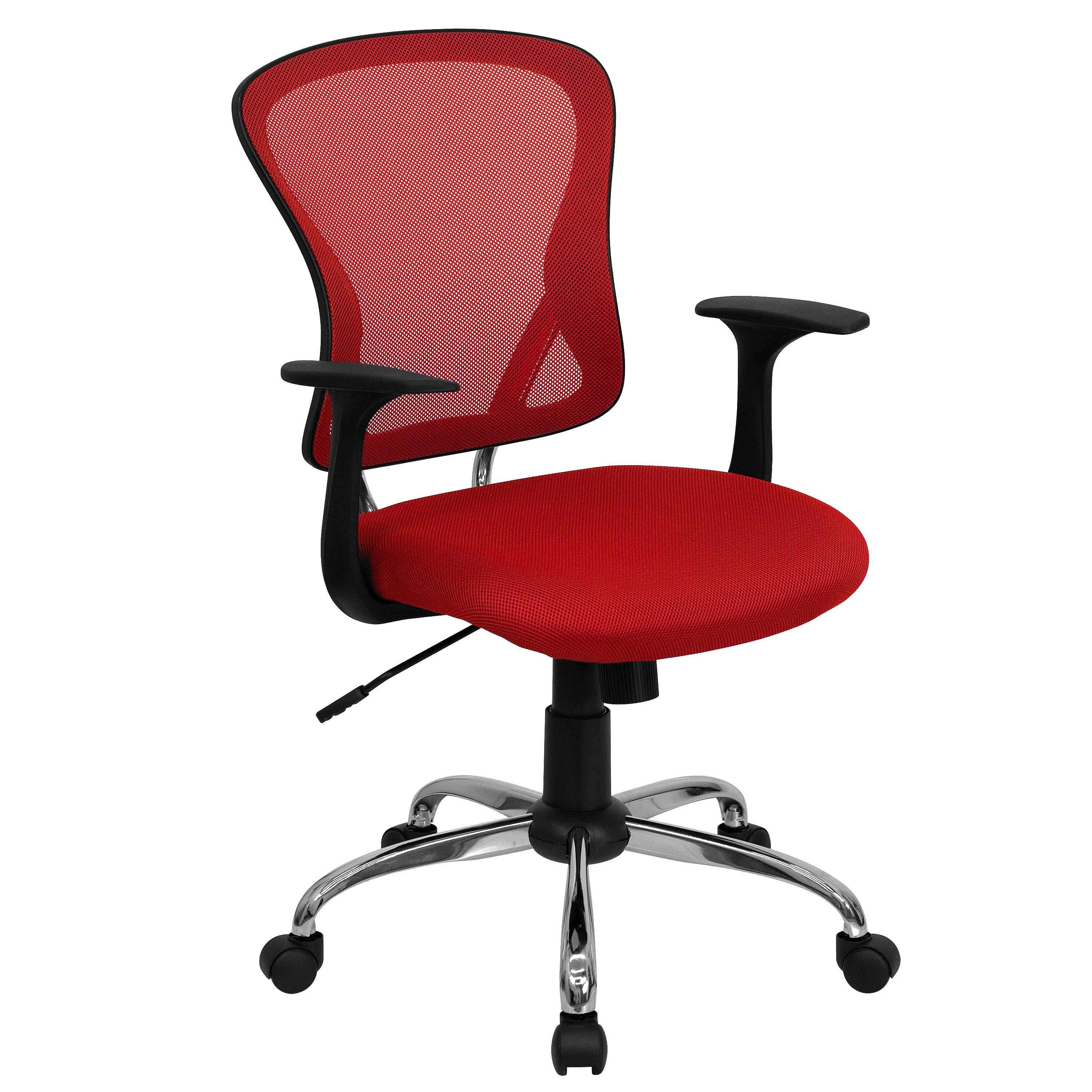 Lancaster Home Mid-Back Mesh Swivel Task Office Chair with Chrome Base and Arms, Red