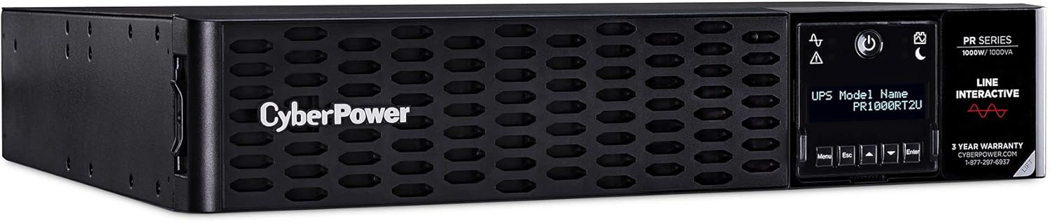 CyberPower PR3000RT2U Smart App Sinewave UPS System, 3000VA/3000W, 9 Outlets, 2U Rack/Tower, AVR