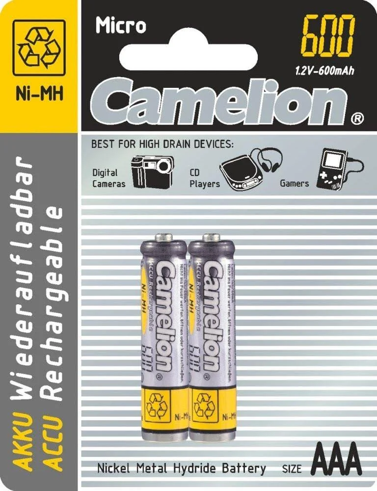 Camelion NiMH Aaa/lr3 1.2V-600MAH 2/CARTE remplace R03NM