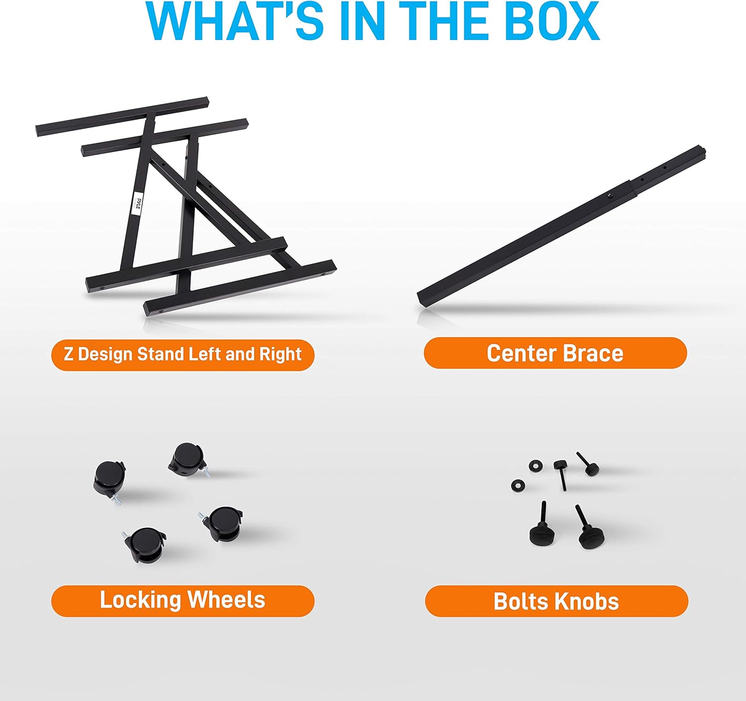 Pyle Universal Electronic Black Heavy-Duty Z Style Keyboard Organ Holder Rack Portable Piano Stand W/Adjustable Height and Width, Locking Wheels (PKST48.5)