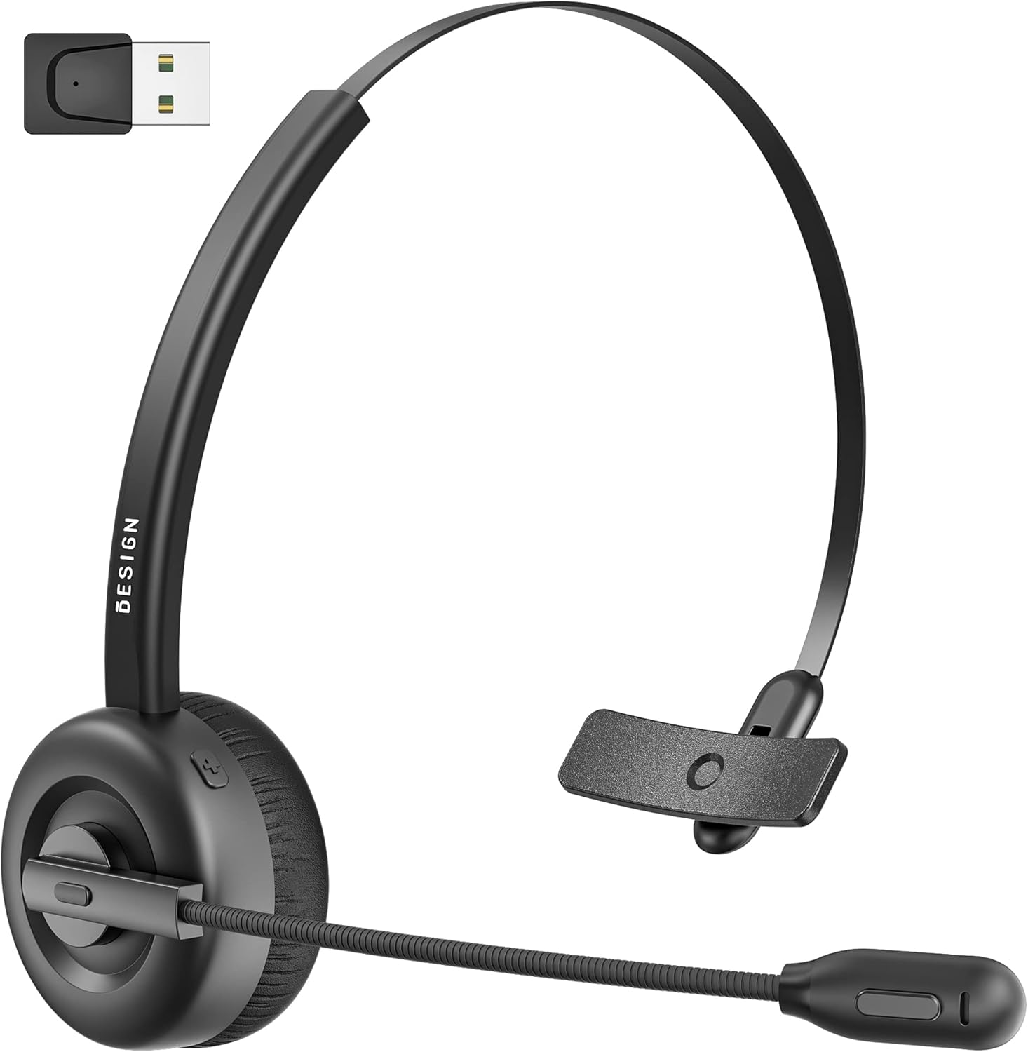 Besign BHF02 Pro Bluetooth Handsfree Headset (Headset with USB Adapter for PC, Black)
