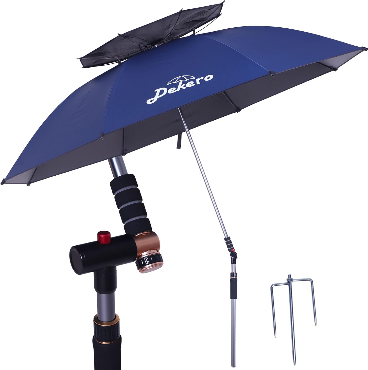 Dekero Large Windproof Beach Umbrella,UV Protection Portable Umbrella with Sand Anchor,Tilt Aluminum Pole, Carry Bag for Beach Patio Garden Outdoor Fishing