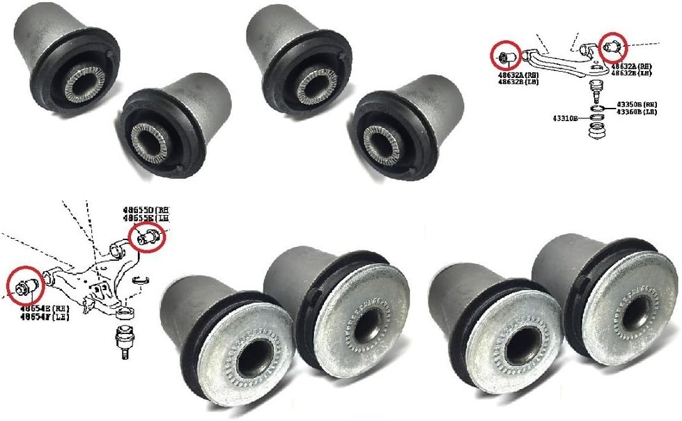 NISTO 8 Front Upper Lower Control Arm Bushing Compatible With Suitable For 2005-2014 Toyota Tacoma Hilux 2WD Without Prerunner