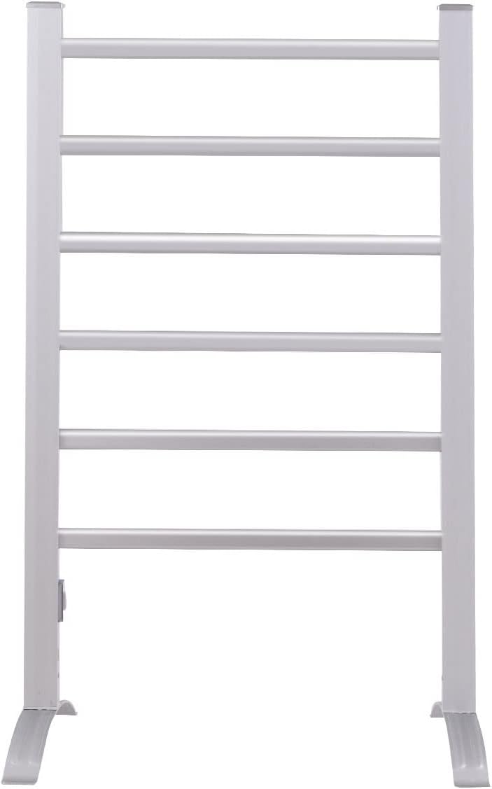 ARLIME Heated Towel Rack, Towel Warmer Rack 6-Bar, Wall Mounted Electric Towel Warmer, Electric Towel Drying Rack Freestanding, White Heated Towel Warmer for Bath, Plug-in/Hardwired
