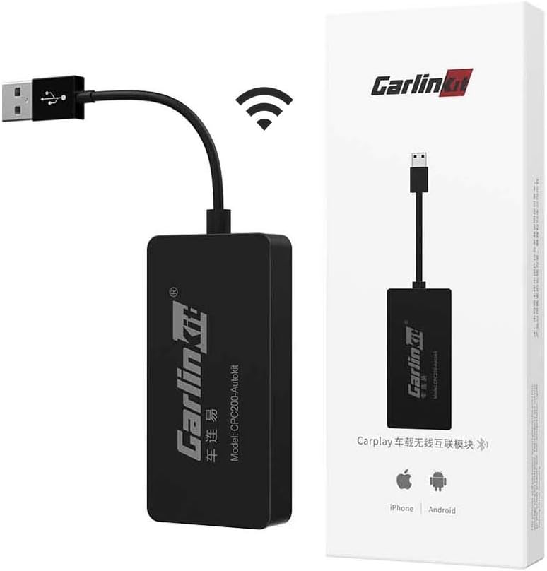 Wireless CarPlay USB Dongle (CPC200-autokit) for Car Screen with Android System 4.4.2 or Above, Support Wired Android Auto/Mirroring/USB Connect/SIRI Voice Control/Google Maps/Upgrade, Black