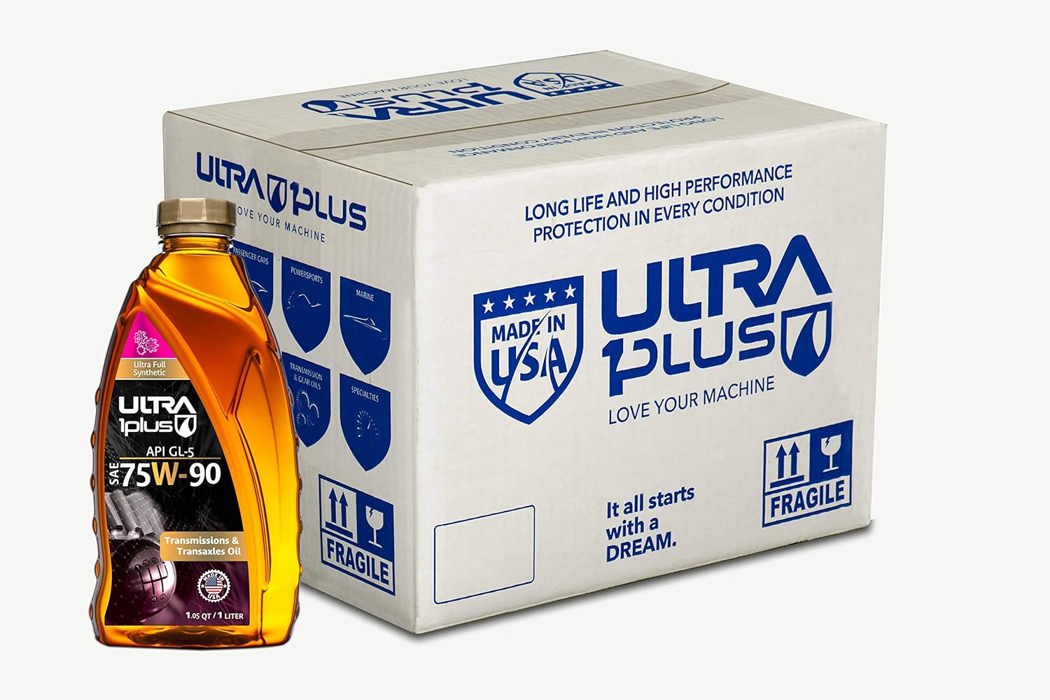 Ultra1Plus SAE 75W-90 Synthetic API GL-5 Manual Transmissions & Transaxles Gear Oil (1 Quart (Pack of 12))