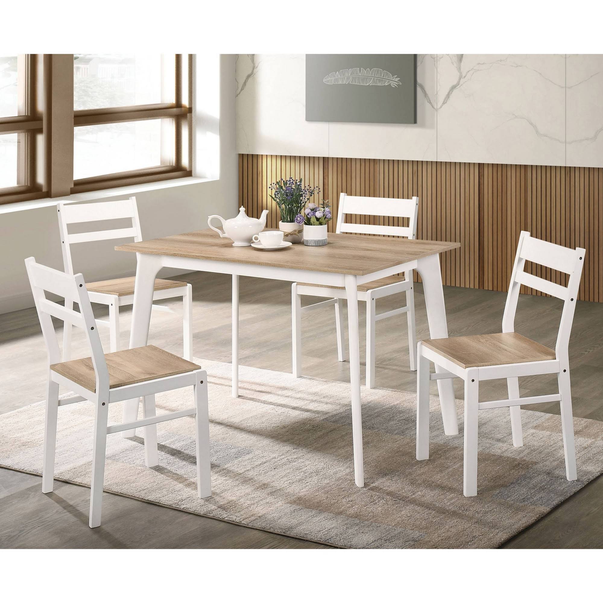 5pc Miley Ladder Back Dining Table Set Tan - HOMES: Inside + Out