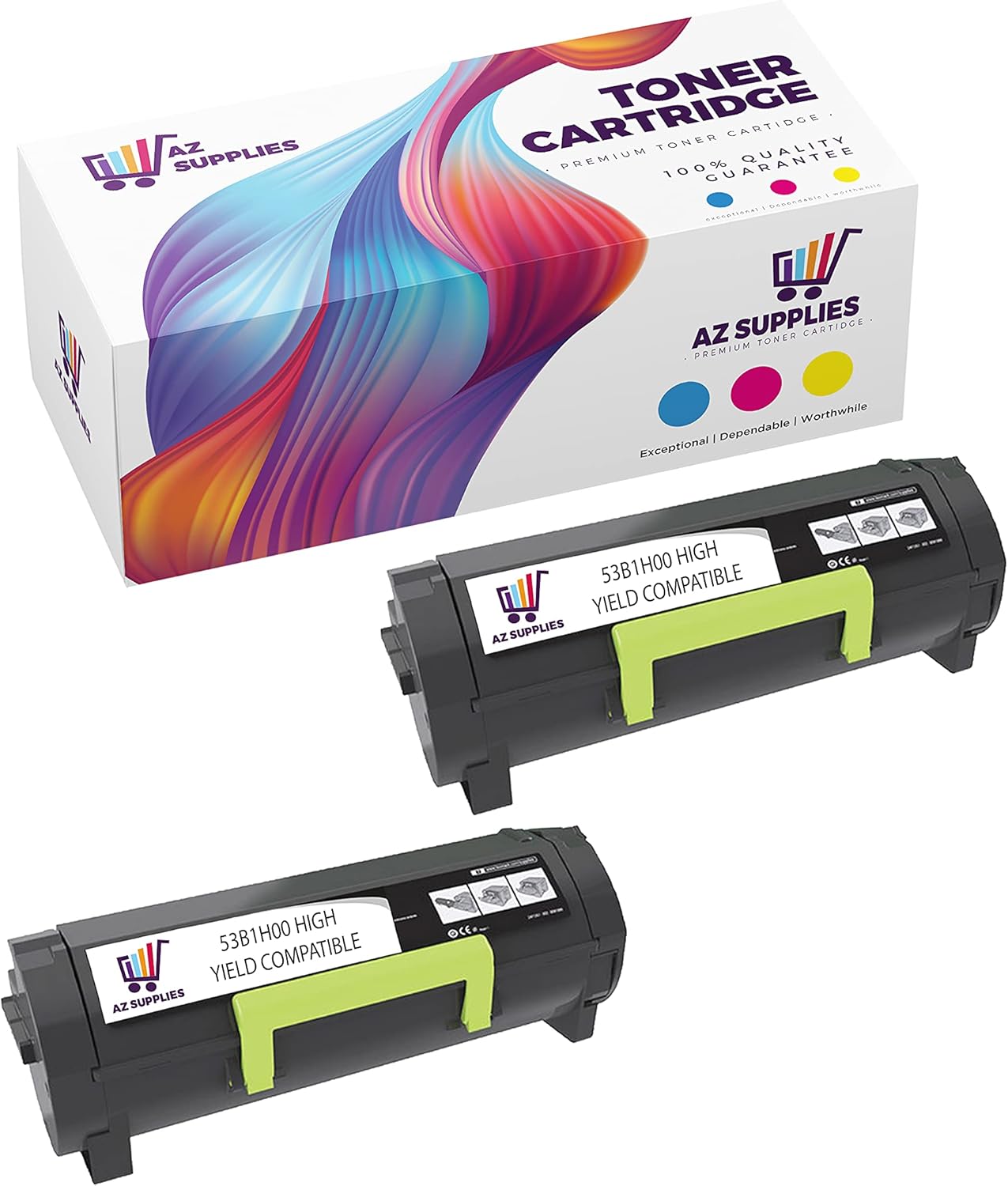 AZ Supplies Compatible Toner Cartridge Replacement for Lexmark 53B1H00 HIGH Yield Black Compatible MS817n MS818 2 Packs