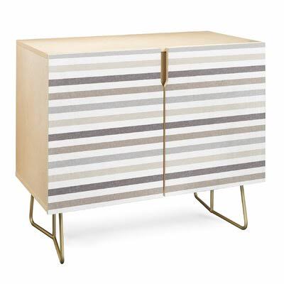 Linen Stripes 2 Door Accent Cabinet East Urban Home Color: Birch/Gray