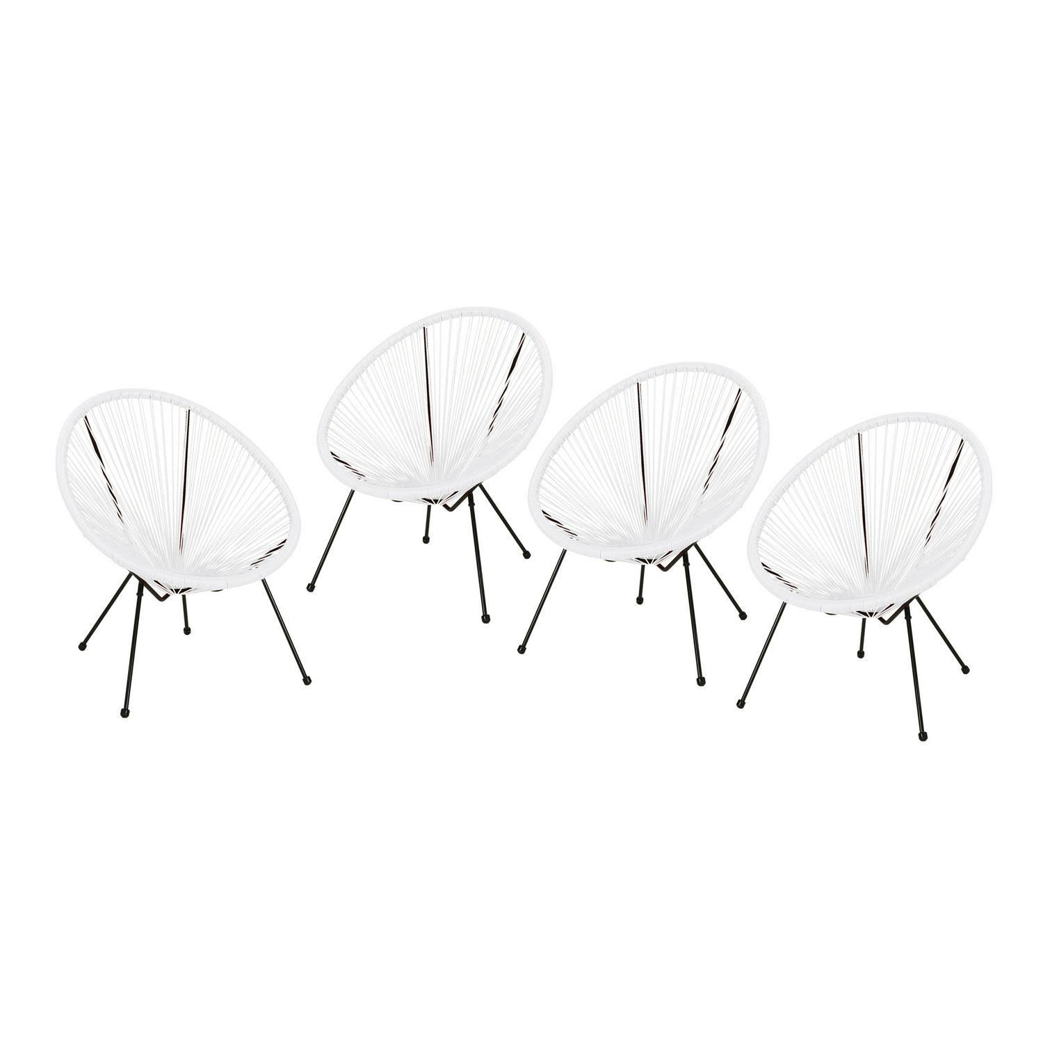 Noble House Anson Outdoor Hammock Weave Chair in White and Black (Set of 4)