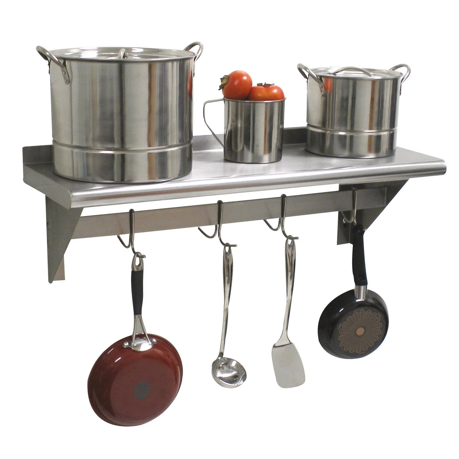 Advance Tabco PS-12-96 Shelf with Pot Rack - Wall Mounted - Stainless Steel