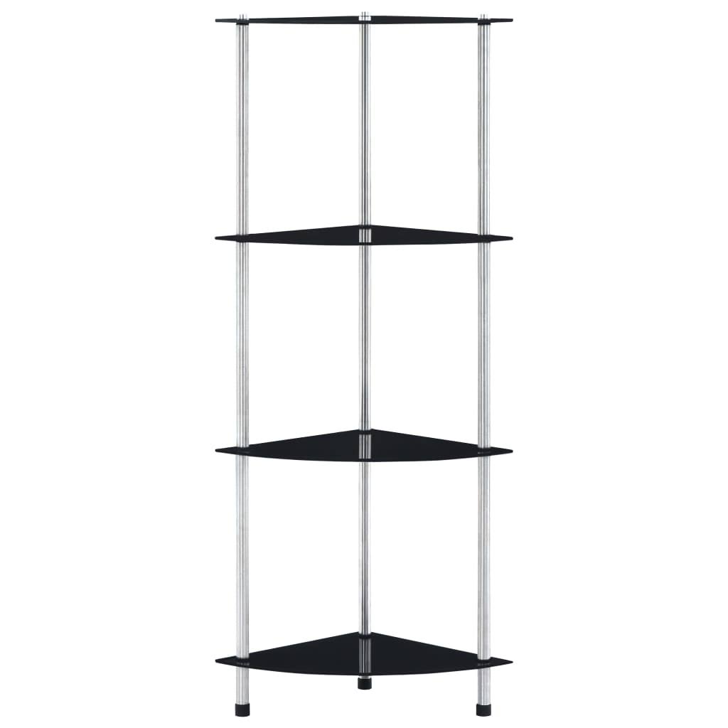 vidaXL 4-Tier Shelf Black 30x30x100 cm Tempered Glass