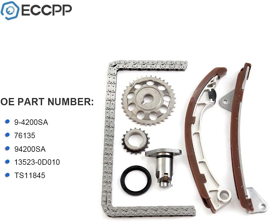 ECCPP 94200SA Timing Chain Kits with Crank Sprocket fit for 2000 2001 2002 Chevrolet Prizm 2007 2008 Pontiac Vibe 2004 2005 Toyota Celica 2007 2008 Toyota Corolla 2004 2005 Toyota MR2 Spyder