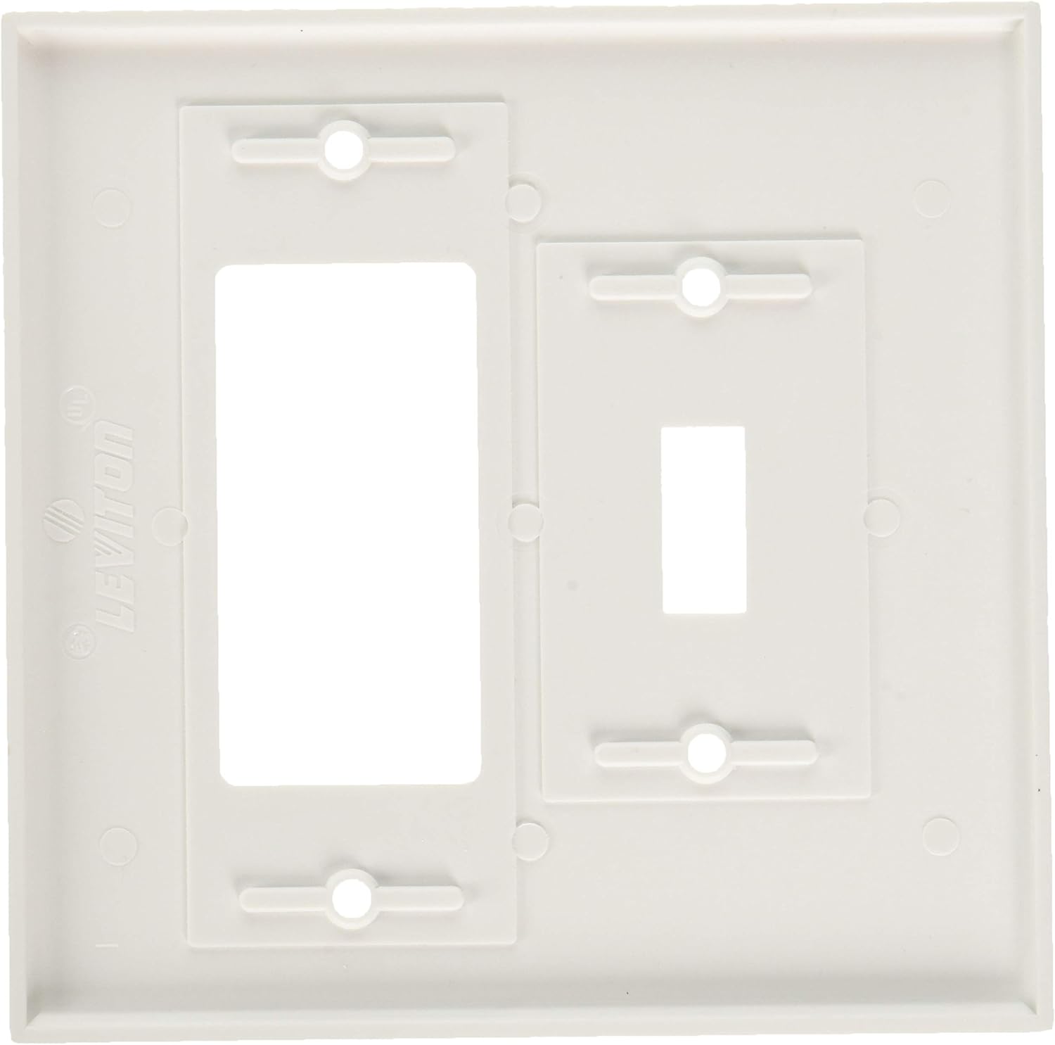 Leviton 88605 2-Gang 1-Toggle Decora GFCI Device Combination Wallplate, Oversized, Thermoset, Device Mount, White, 25-Pack