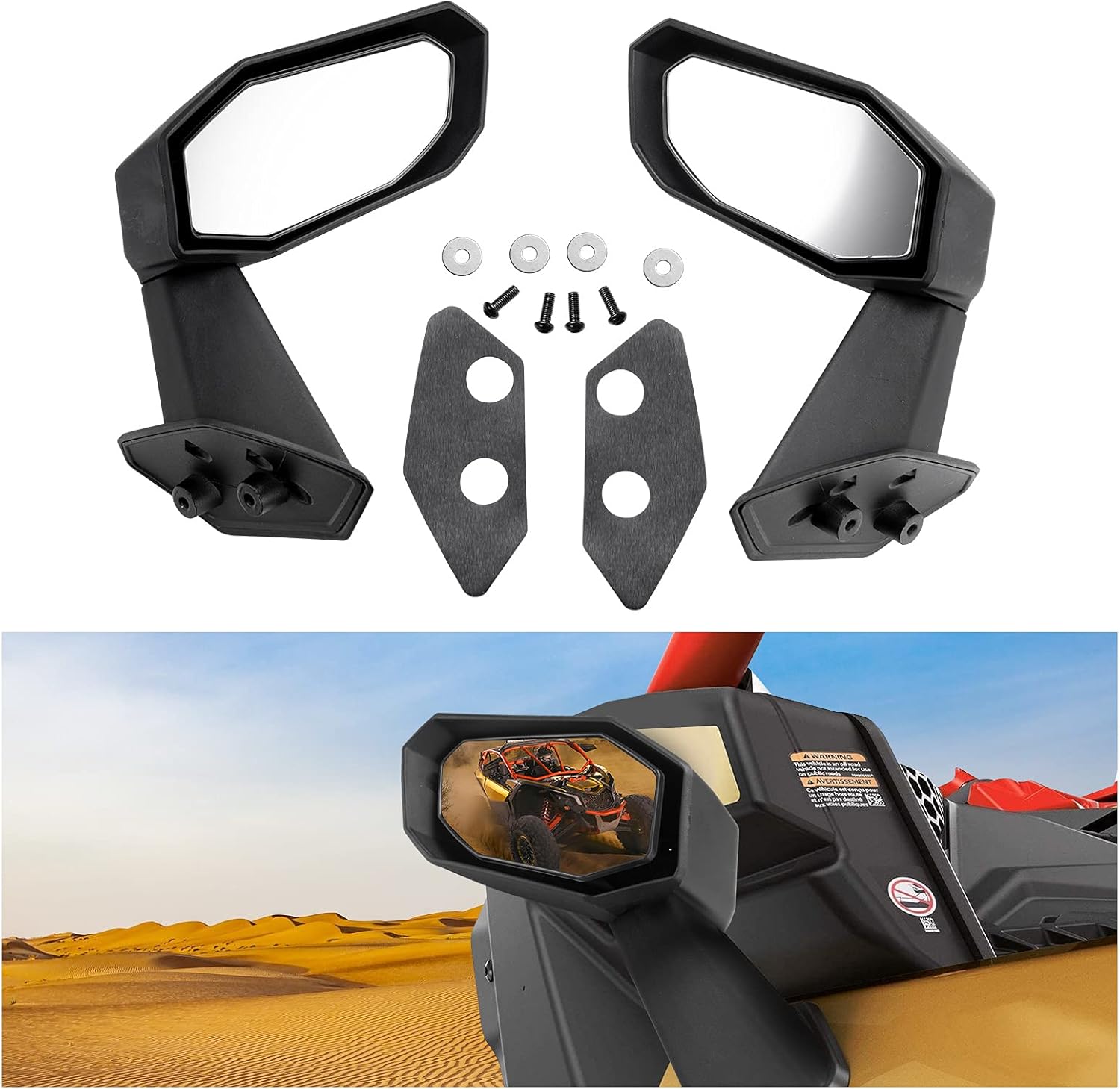 Maverick X3 Door Side Mirrors,A & UTV PRO Folding Back Upper Door Rear View Convex Mirrors Compatible with Can-Am Maverick X3 / X3 MAX,Adjustable RearView Mirrors,Black Replace OEM #715004236
