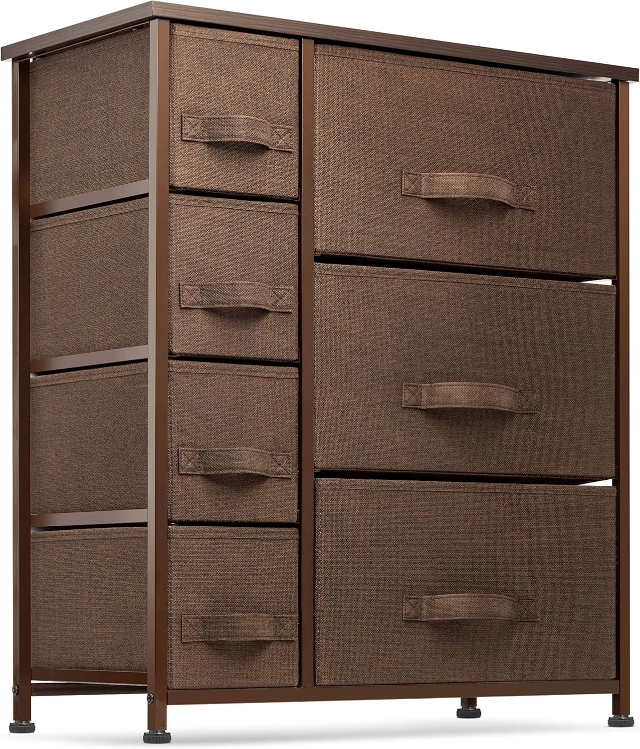7 Drawers Dresser - Furniture Storage Tower Unit for Bedroom, Hallway, Closet, Office Organization - Steel Frame, Wood Top, Easy Pull Fabric Bins Black/Charcoal