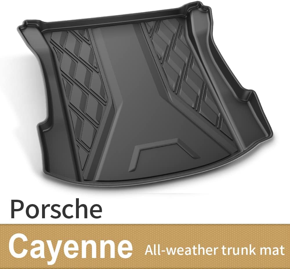 AOMSAZTO Cargo Liner for Porsche Cayenne 2019 2020 2021 2022 Trunk Liner Tray Heavy Duty Rubber Rear Cargo Area Mat Waterproof Protector Floor Mat Black