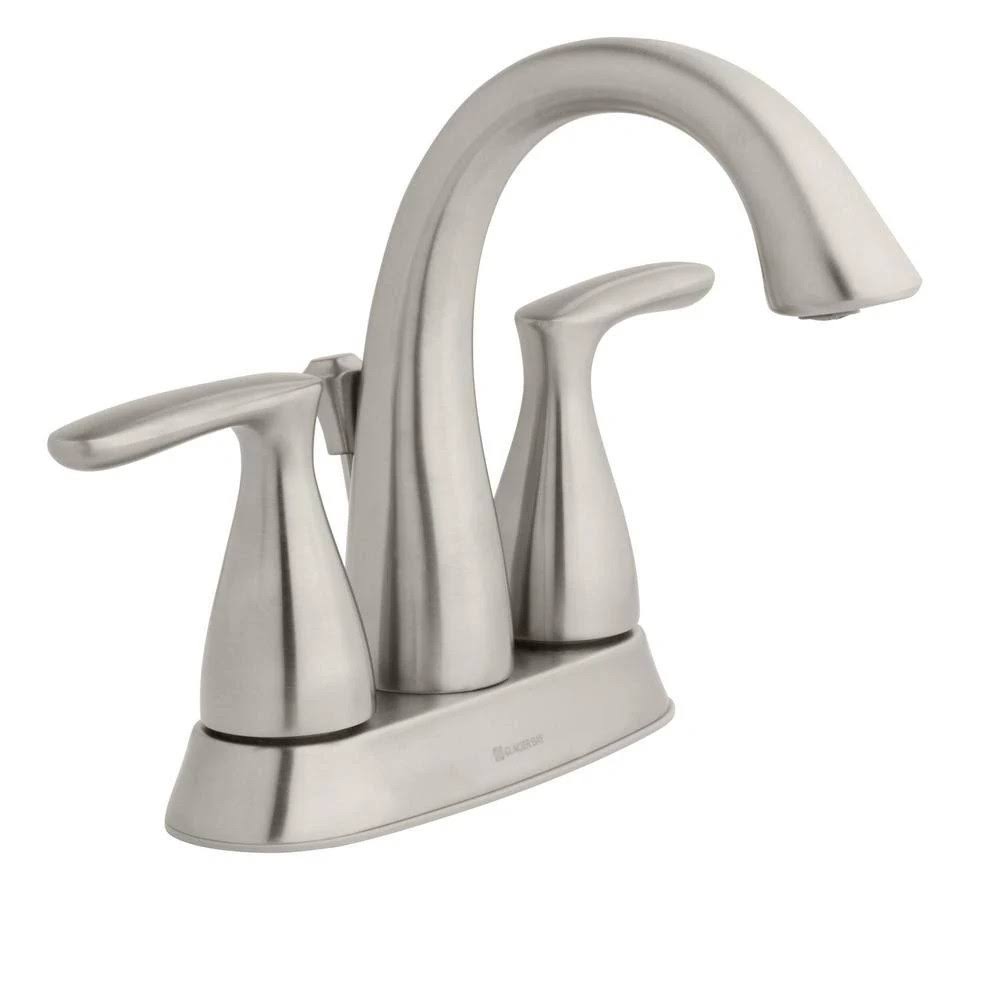 Glacier Bay Meansville 4 in. Centerset 2-Handle High-Arc Bathroom Faucet in Brushed Nickel