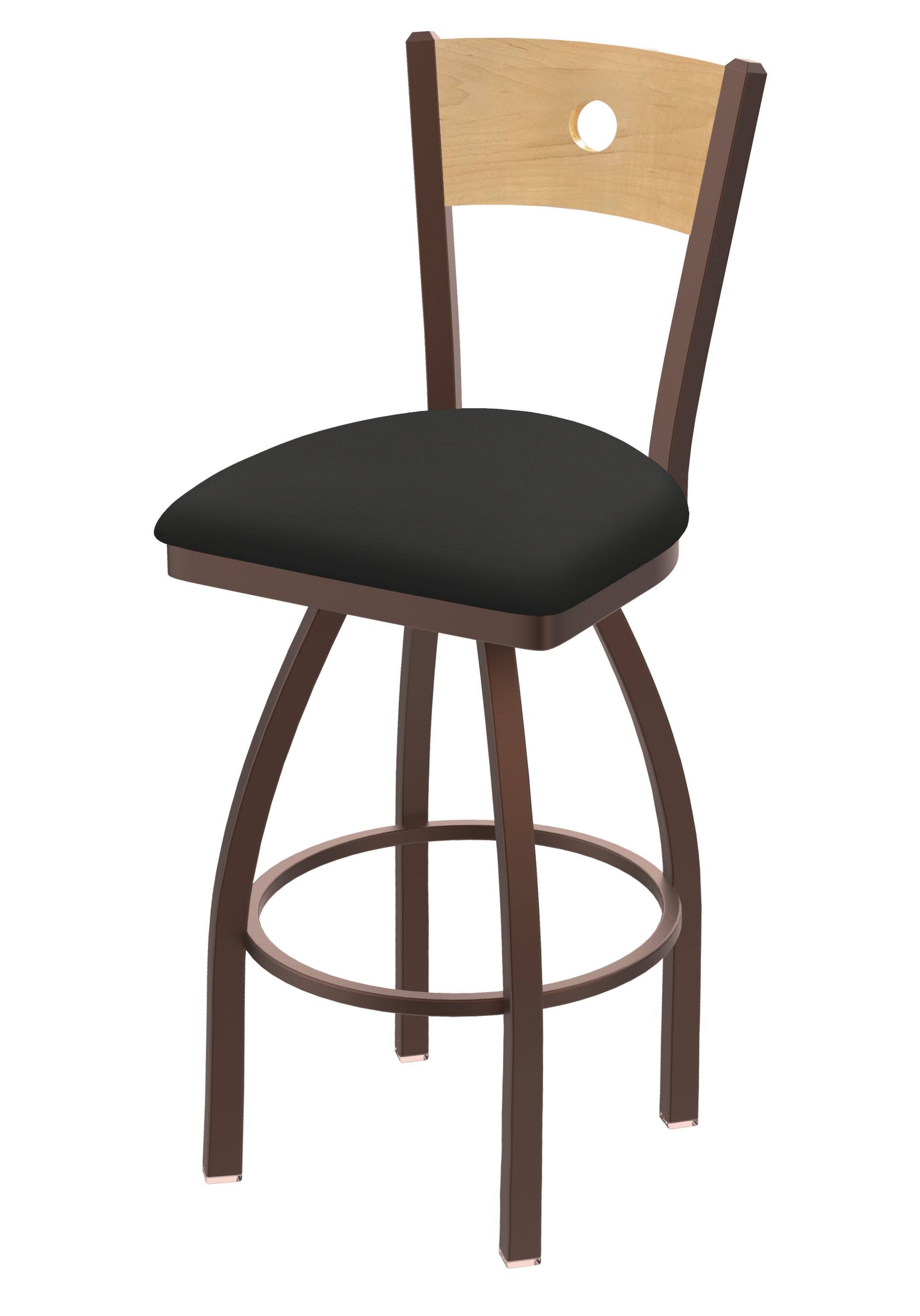830 Voltaire 25 inch Swivel Counter Stool with Bronze Finish, Natural BACK, and Canter Iron Seat