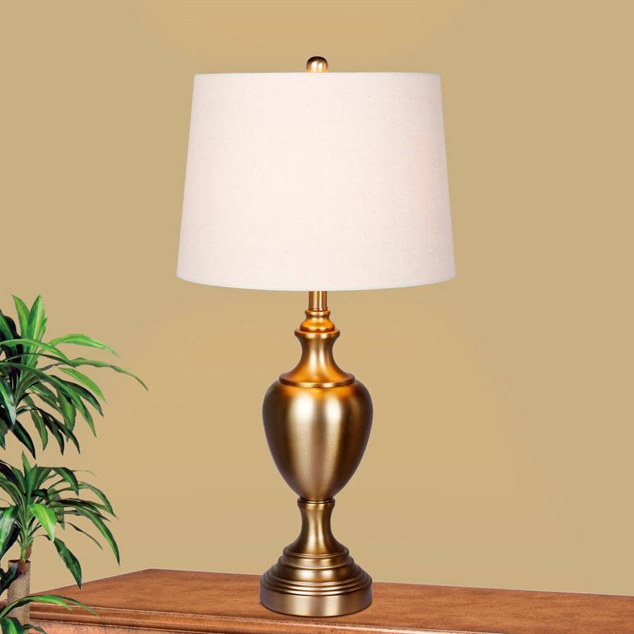 Fangio Lighting 30 in. Plated Antique Gold Urn with Pedestal Base Metal Table Lamp (2-Pack)