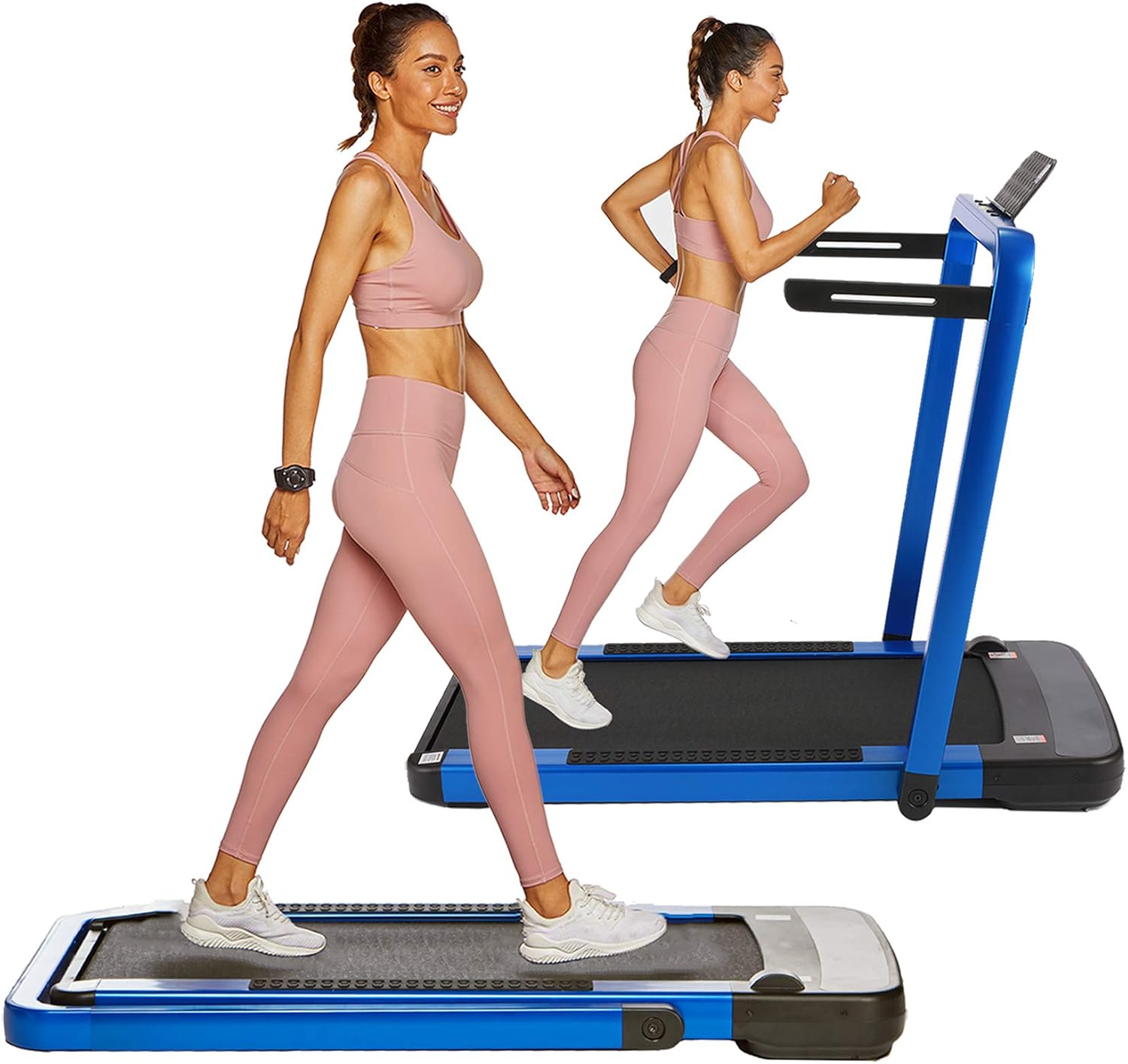 OppsDecor Under Desk Treadmill 2in1 Pad Treadmill Folding Electric Treadmill Remote Control Walking Running Machine with APP for Home Office Workout Indoor Exercise Machine