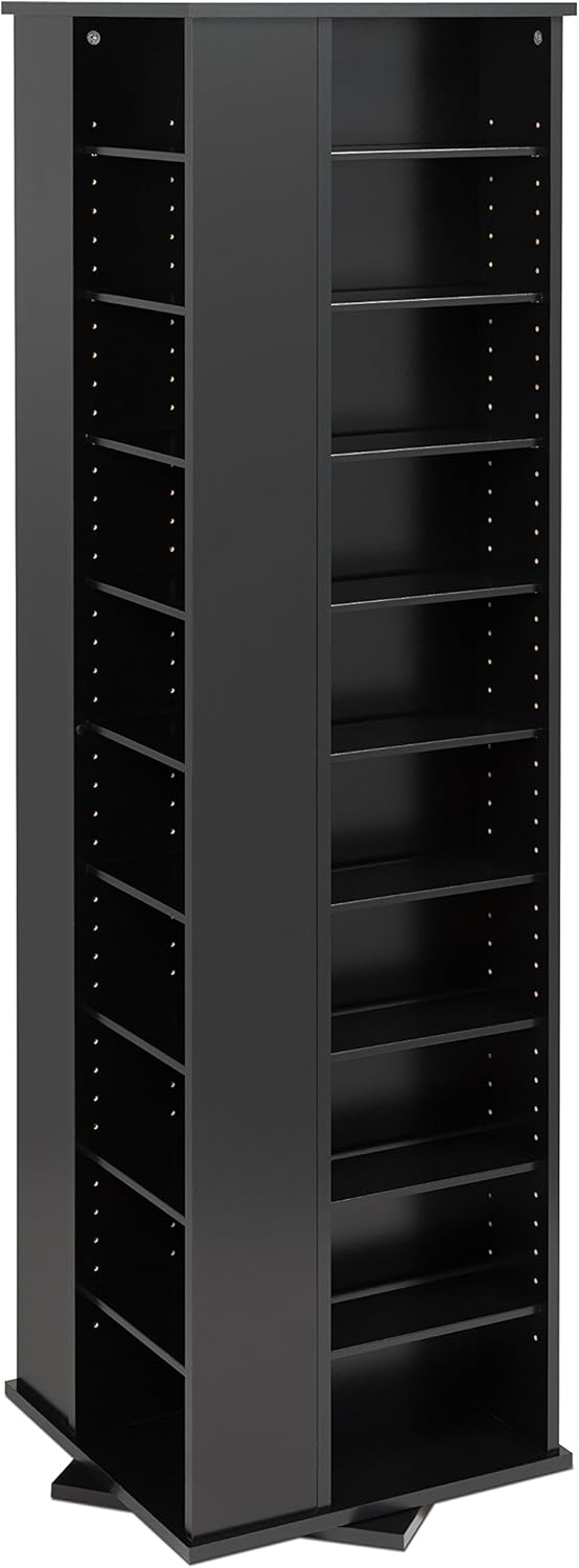 Prepac Large Four-Sided Spinning Tower Storage Cabinet, Black