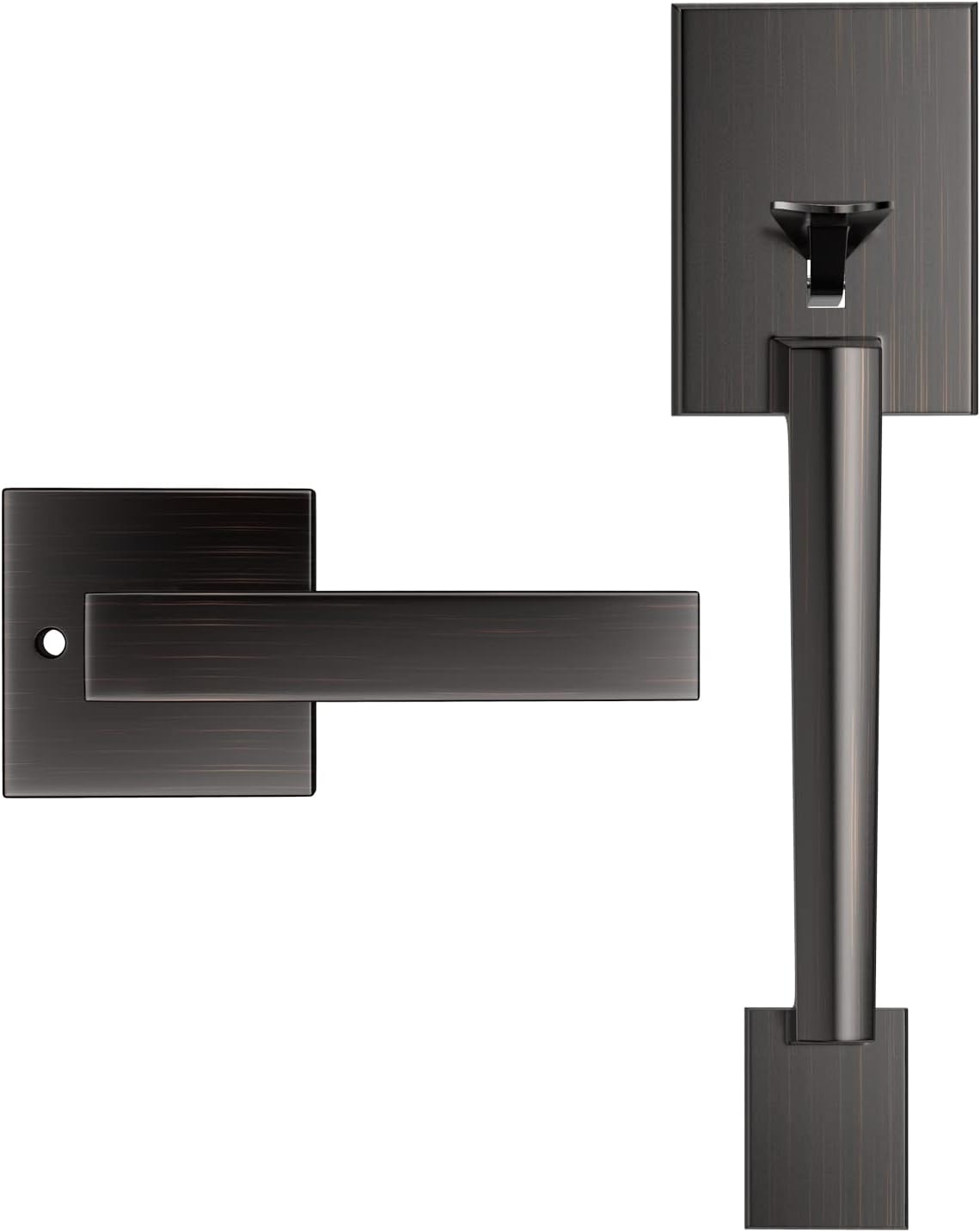 Oasbike Premium Single Handle Set, Front Door Handleset Entry Door Handle with Door Lever for Right & Left Sided Doors, Aged Bronze Finish Pack of 2